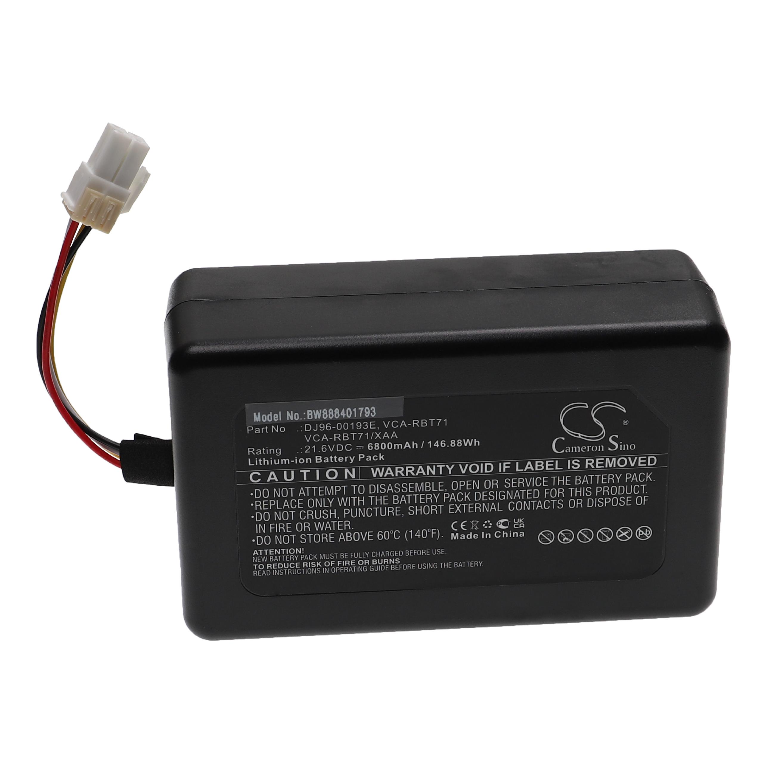 Batterie remplace Samsung DJ96-00202A, DJ96-00193E, DJ96-00193C pour robot aspirateur - 6800mAh 21,6V Li-ion