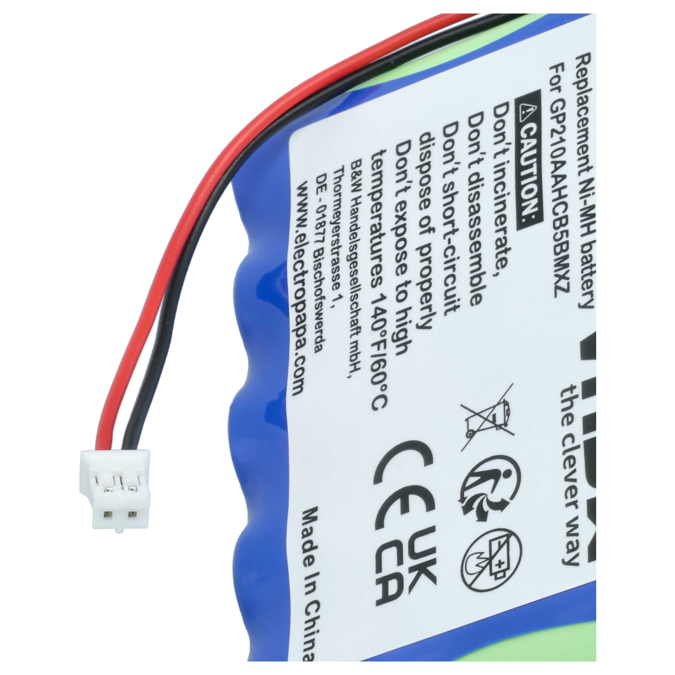 Batería reemplaza VDW GP210AAHCB5BMXZ para tecnología médica (2000 mAh, 6 V, NiMH)