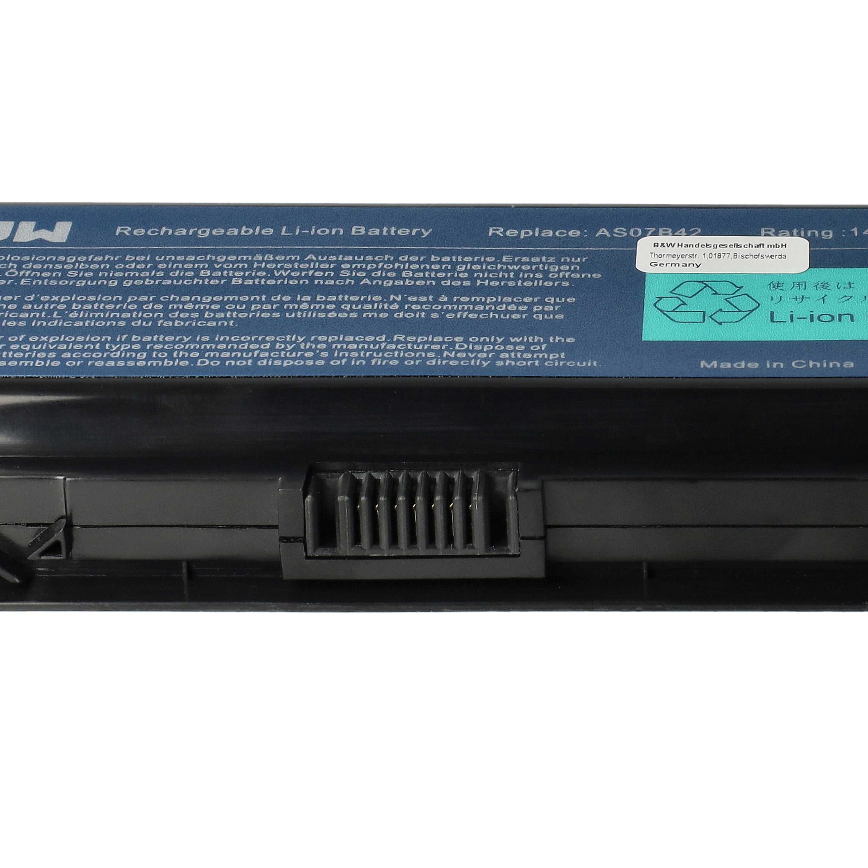 Notebook Battery Replacement for Acer 01AS-2007B, AS07B32, AK.006BT.019 - 4400 mAh 14.8 V Li-Ion, black