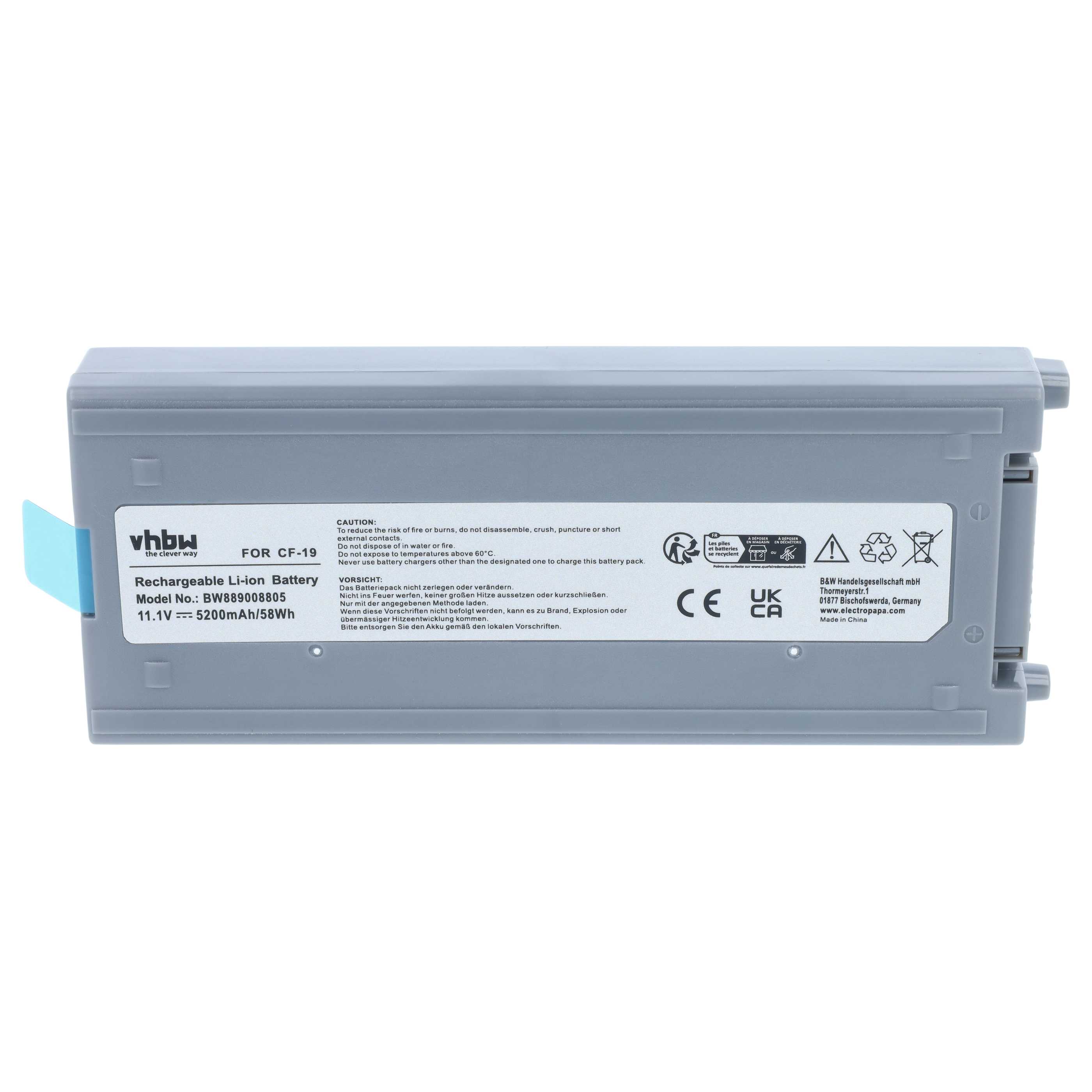 Notebook-Akku als Ersatz für Panasonic CFVZSU48, CF-VZSU48, CF-VZSU28 für Panasonic - 5200mAh 11,1V Li-Ion