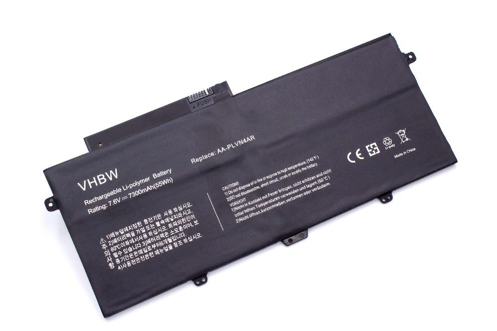 Batterie remplace AA-PLVN4AR pour ordinateur portable - 7300mAh 7,6V Li-polymère, noir