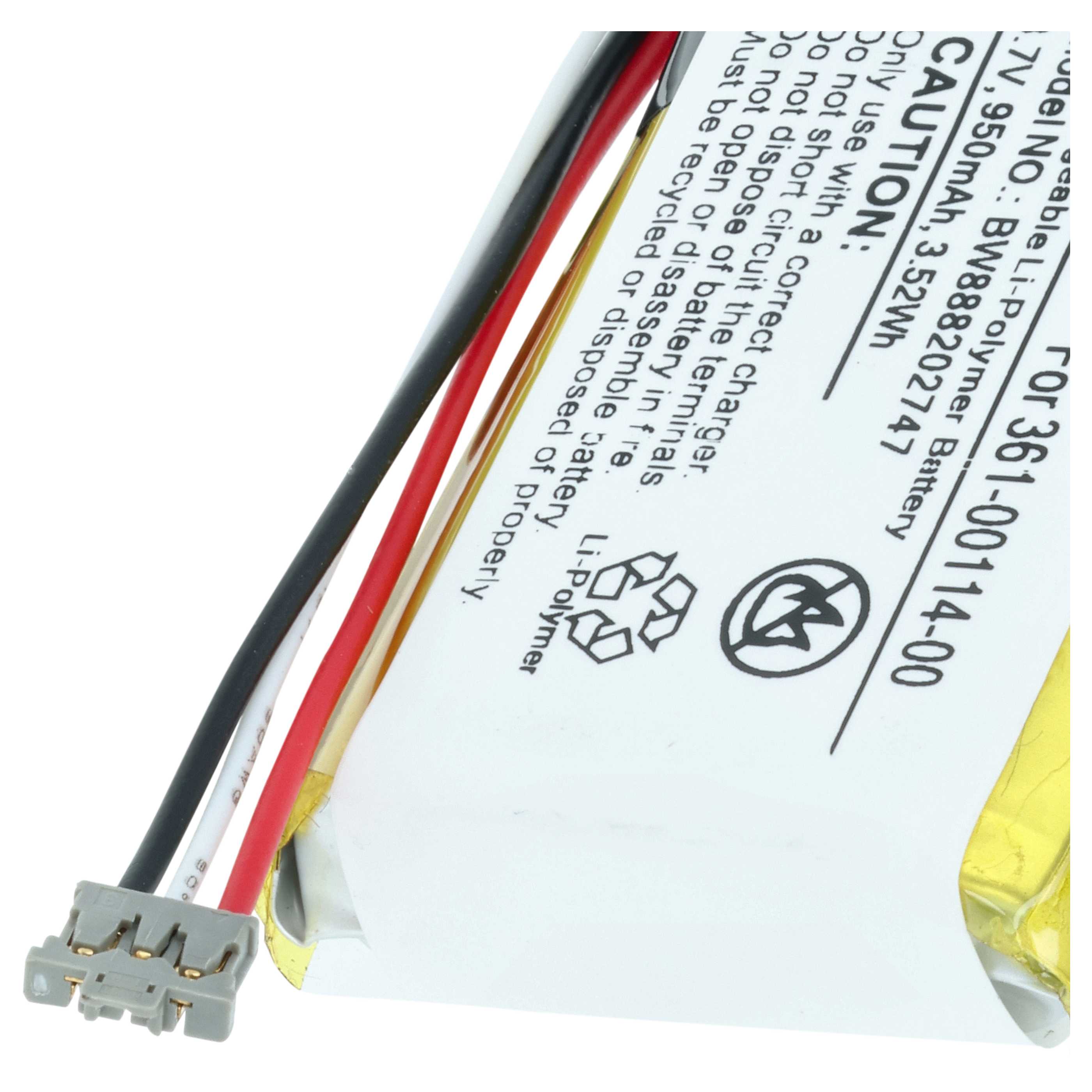 Batería reemplaza Garmin 361-00114-00 para dispositivo de comunicación GPS (950 mAh, 3,7 V, Li-Ion)