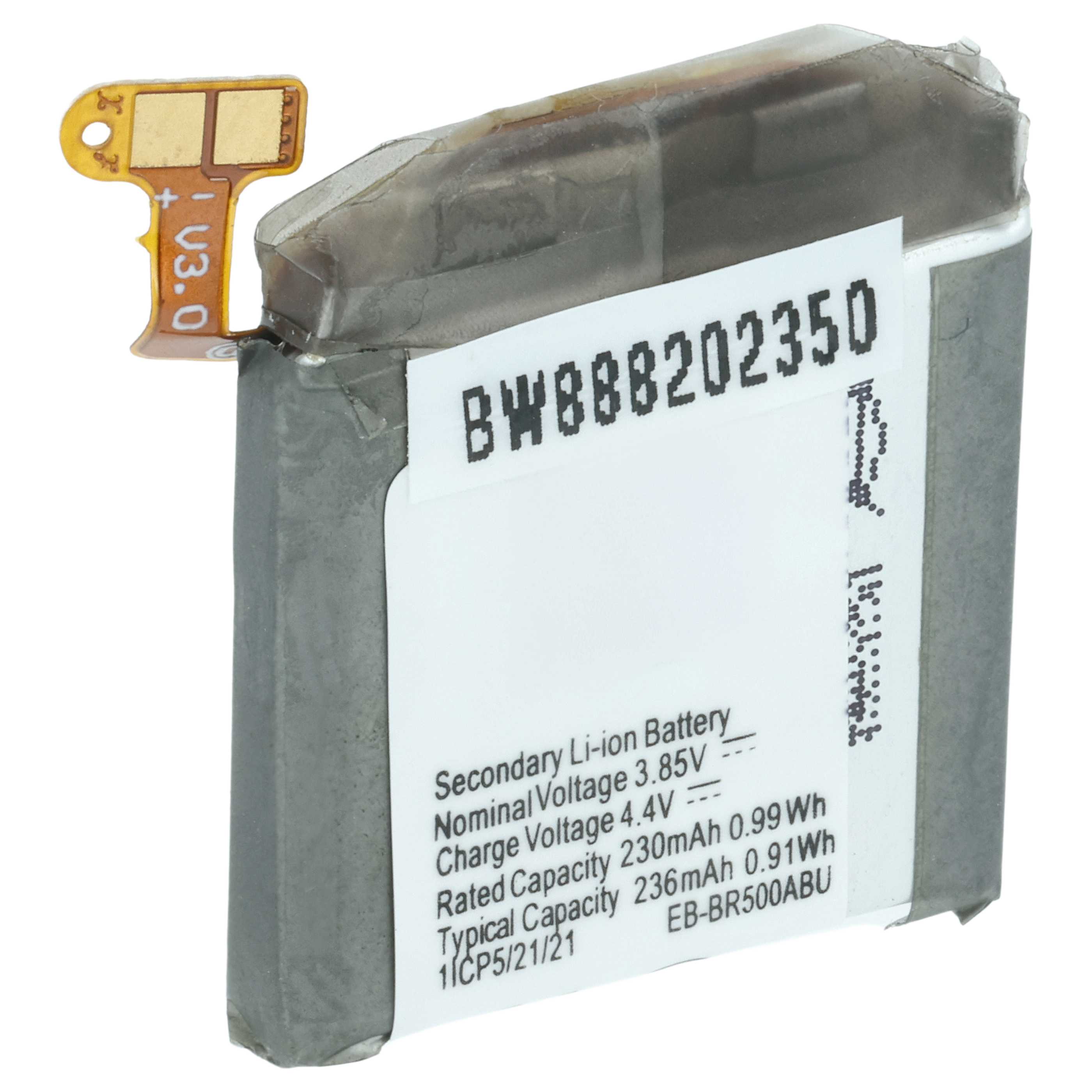 Smartwatch Battery replaces Samsung GH43-04922A, EB-BR500ABU - 230 mAh 3.85 V Li-polymer