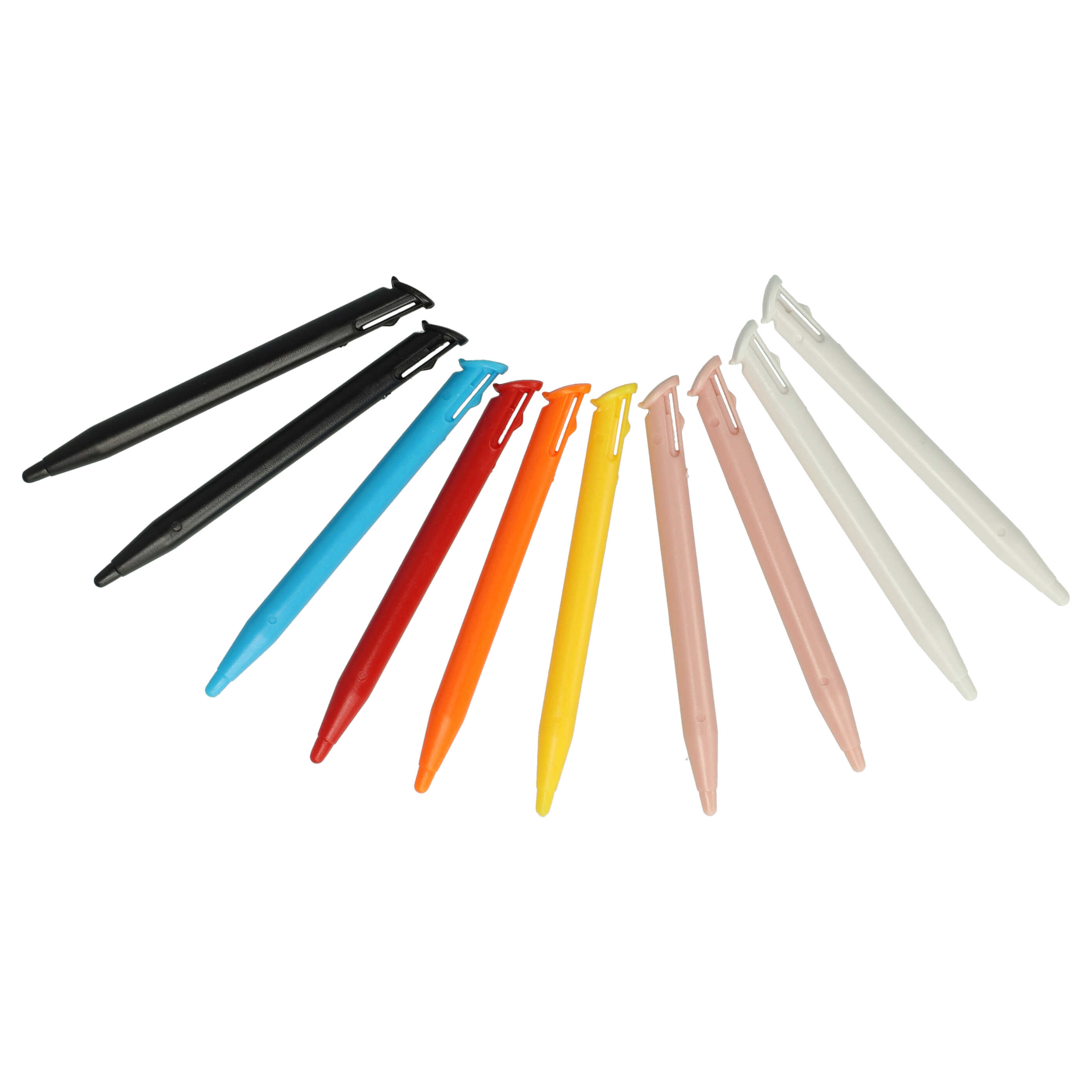 10x Touch Pens suitable for Nintendo 2DS LL, 2DS XL Game Console - black, orange, pink, white, blue, red, yell