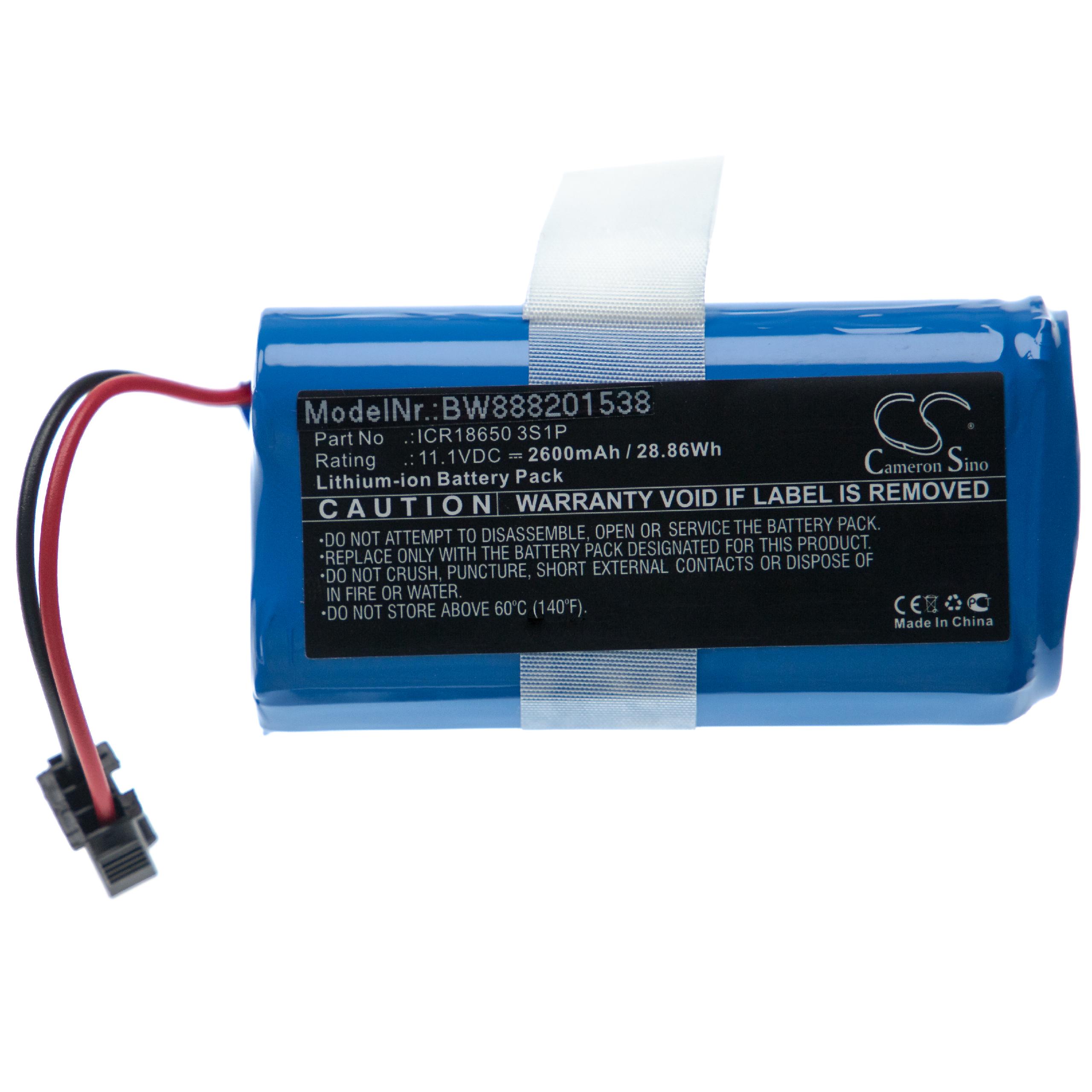 Battery Replacement for Ecovacs UR18650ZY-3S1P-AAP for - 2600mAh, 10.8V, Li-Ion