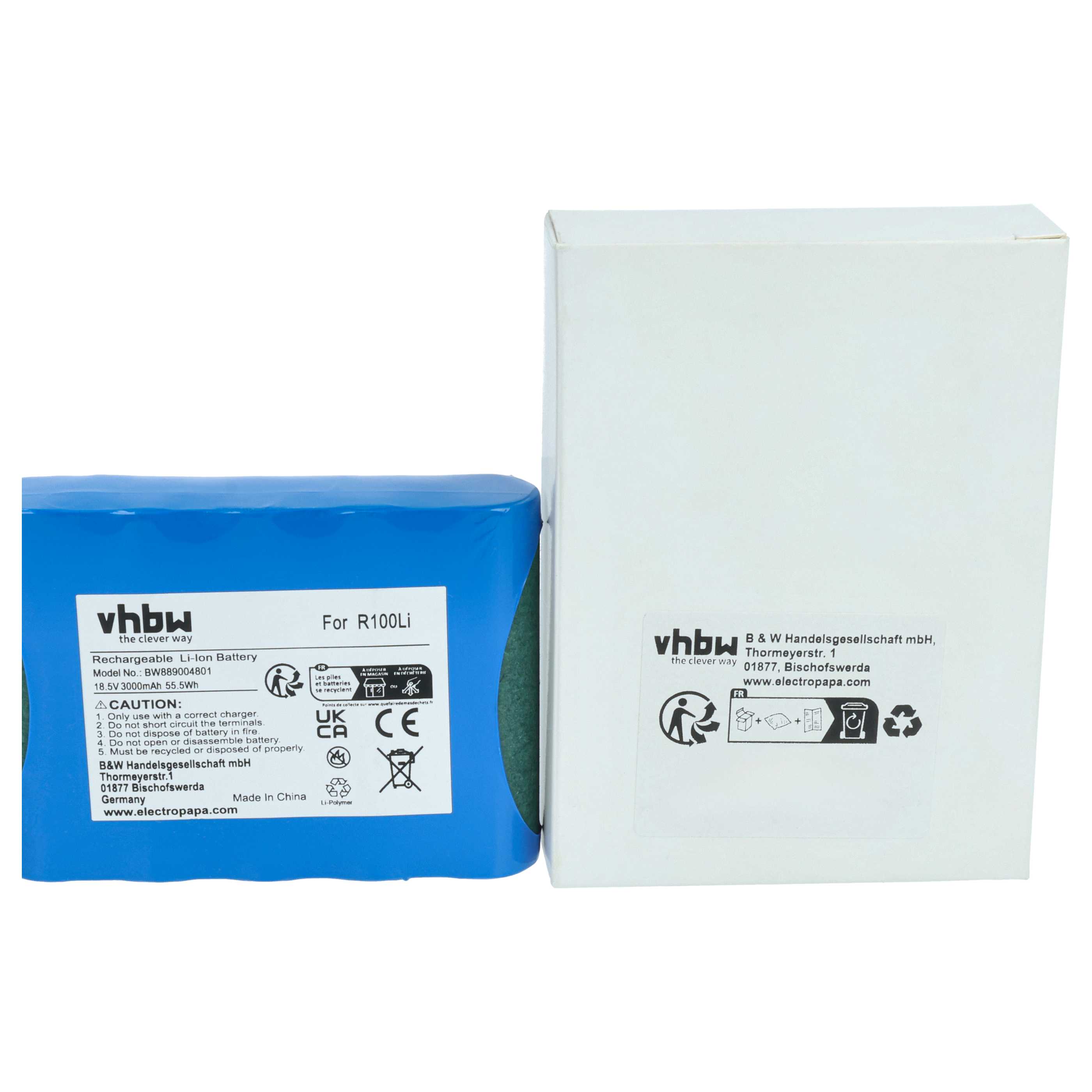 Battery Replacement for Husqvarna 584 82 28-01, 584 85 28-01, 584 82 28-02 - 3 Ah 18.5 V Li-Ion, blue
