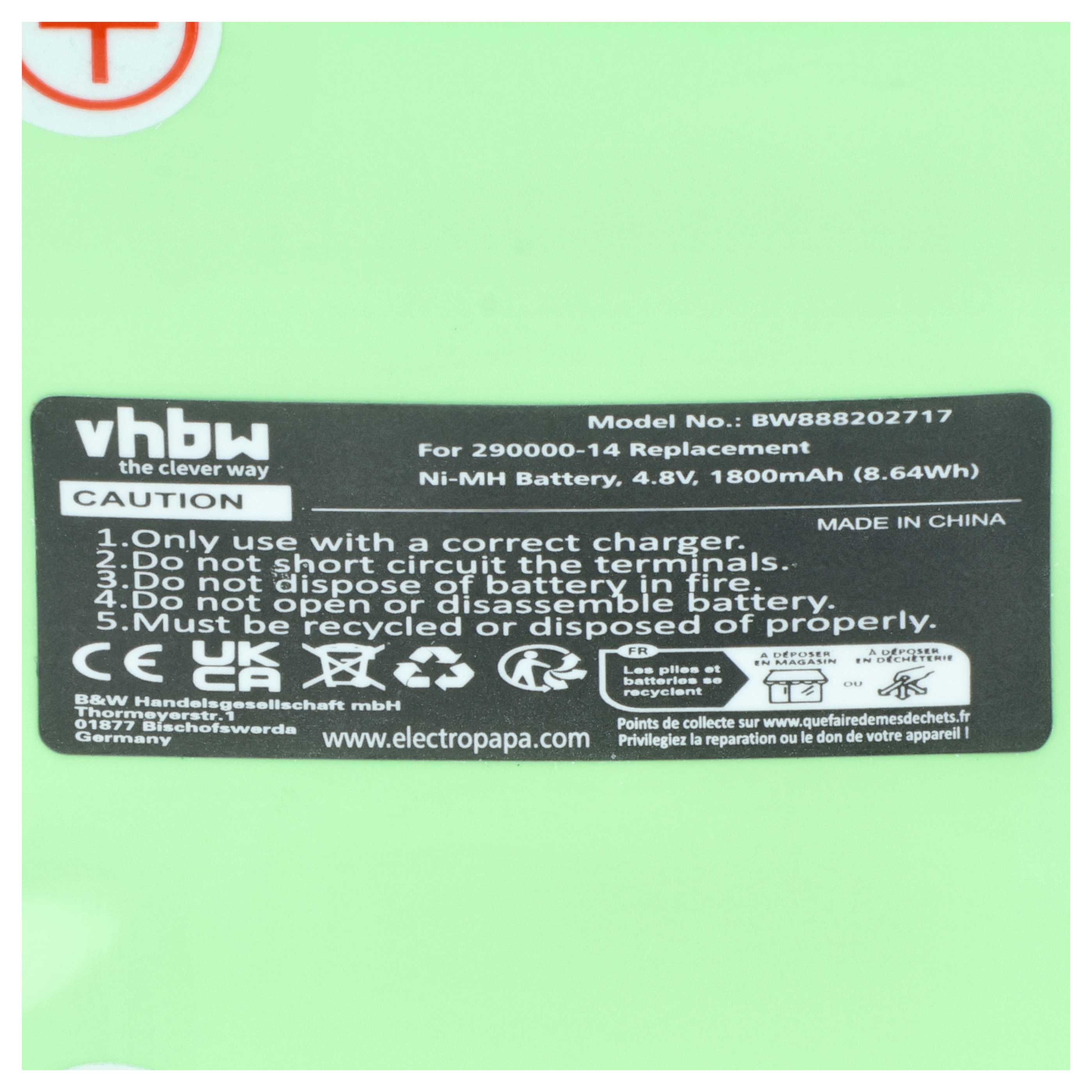 Batterie remplace Rotationslaser 290000-14 outil de mesure Rotationslaser - 1800mAh 4,8V NiMH