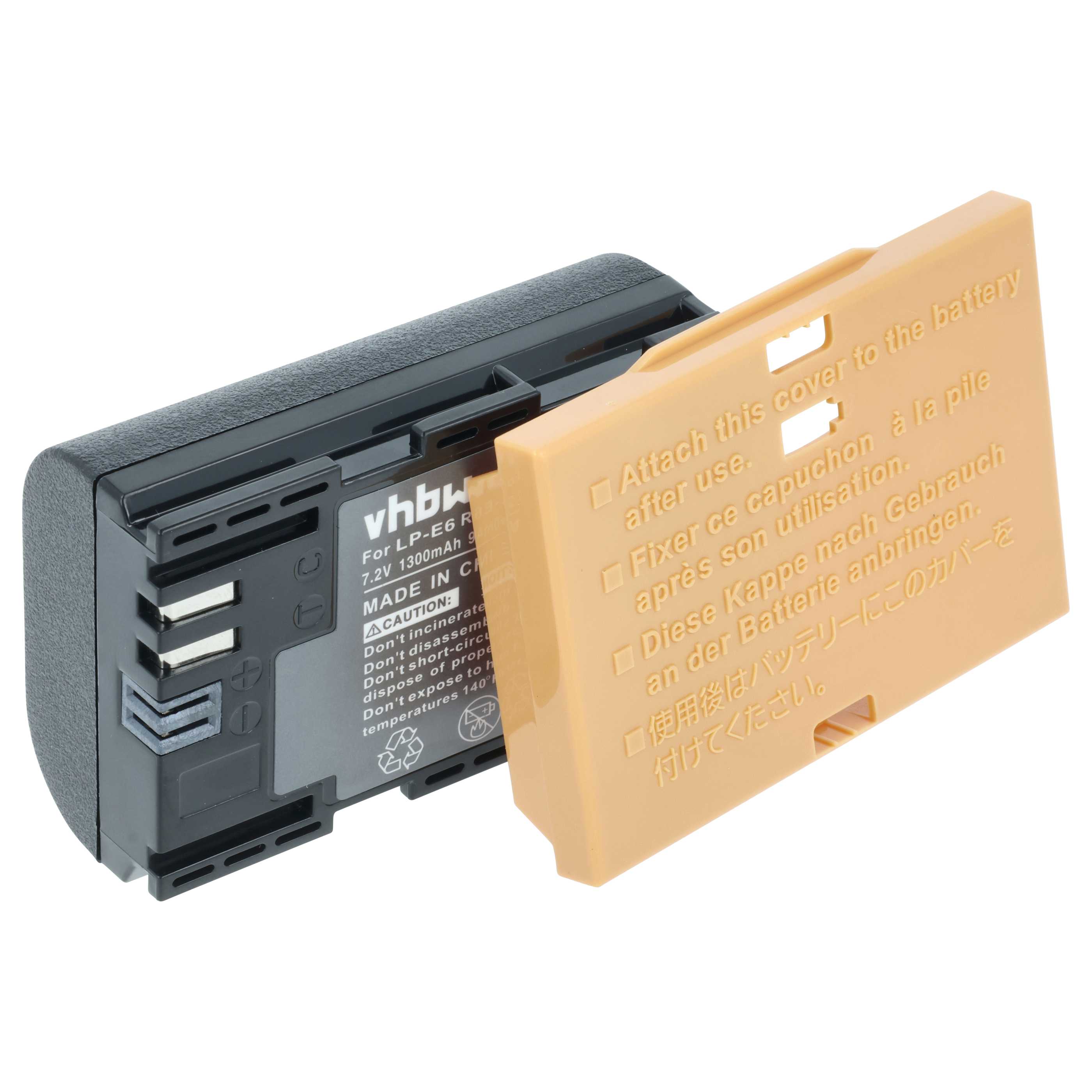 Batteria sostituisce Canon LP-E6 per fotocamera - 1300mAh 7,4V Li-Ion + chip