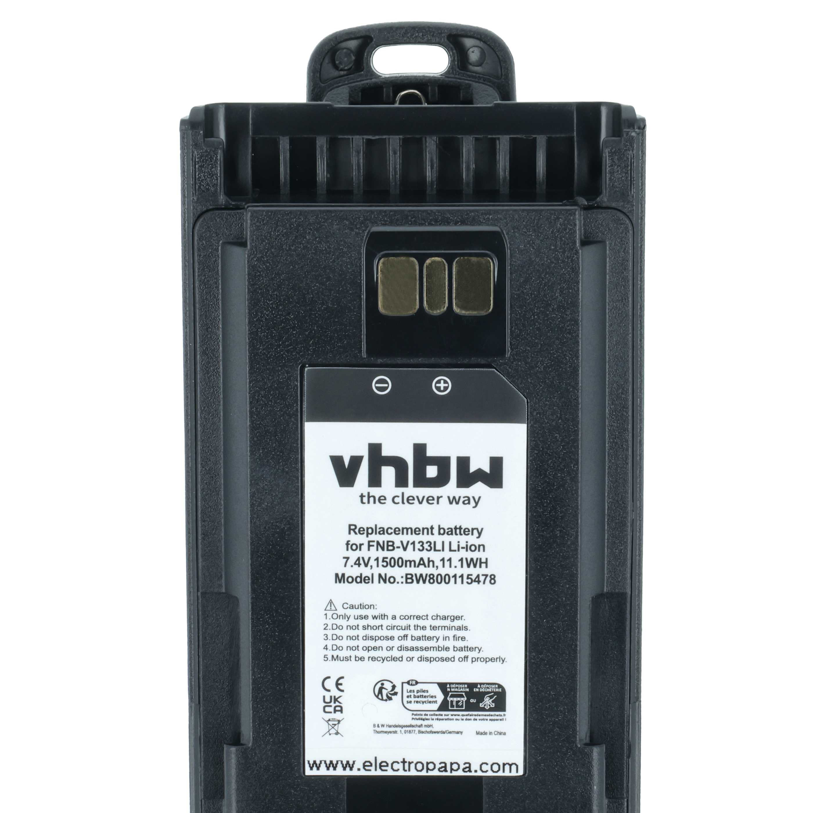 Radio 5x Battery replaces Motorola AAJ67X001 - 1500 mAh 7.4 V Li-Ion