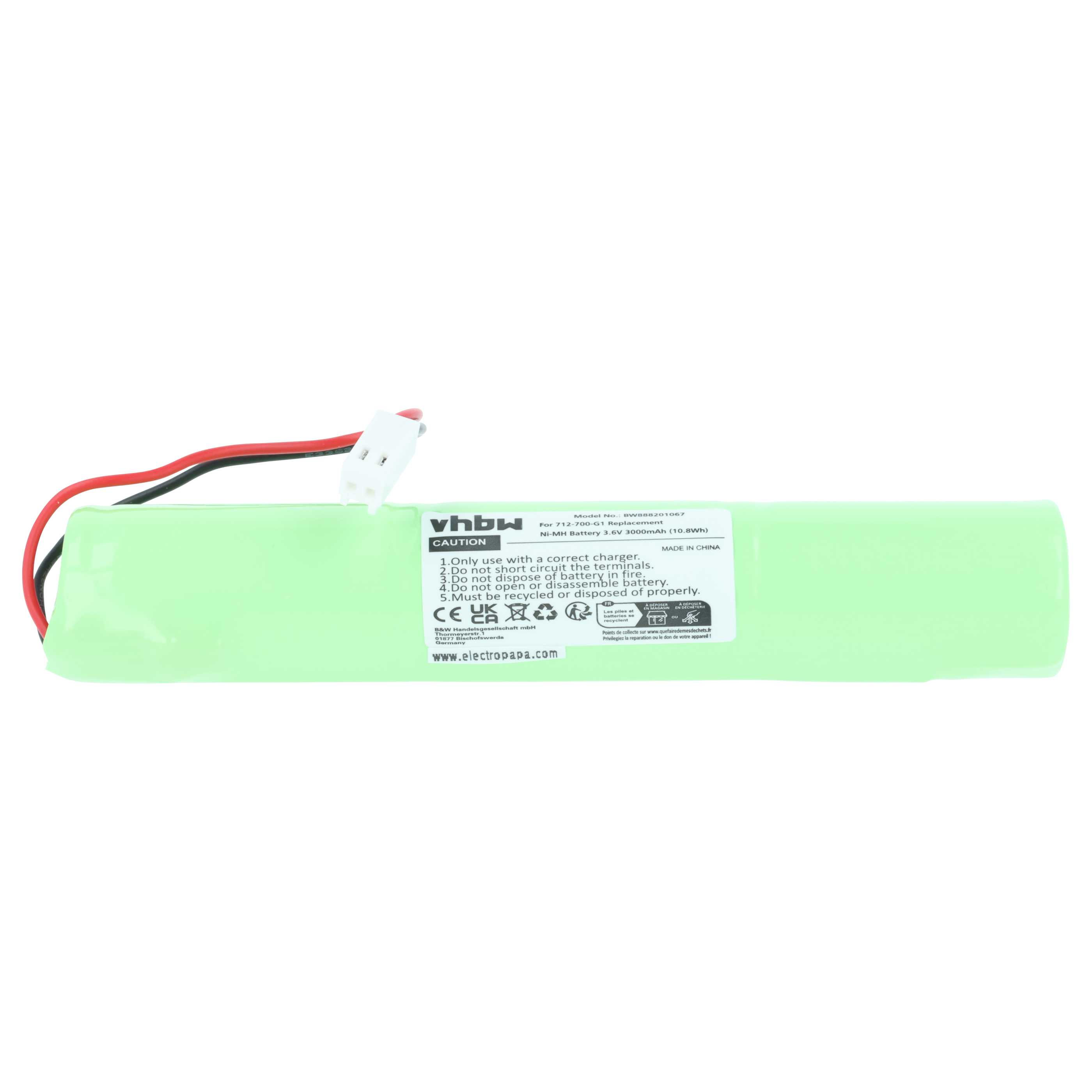 Batería reemplaza INFICON A19267-460015-LSG, 712-700-G1 para dispositivo medición (3000 mAh, 3,6 V, NiMH)