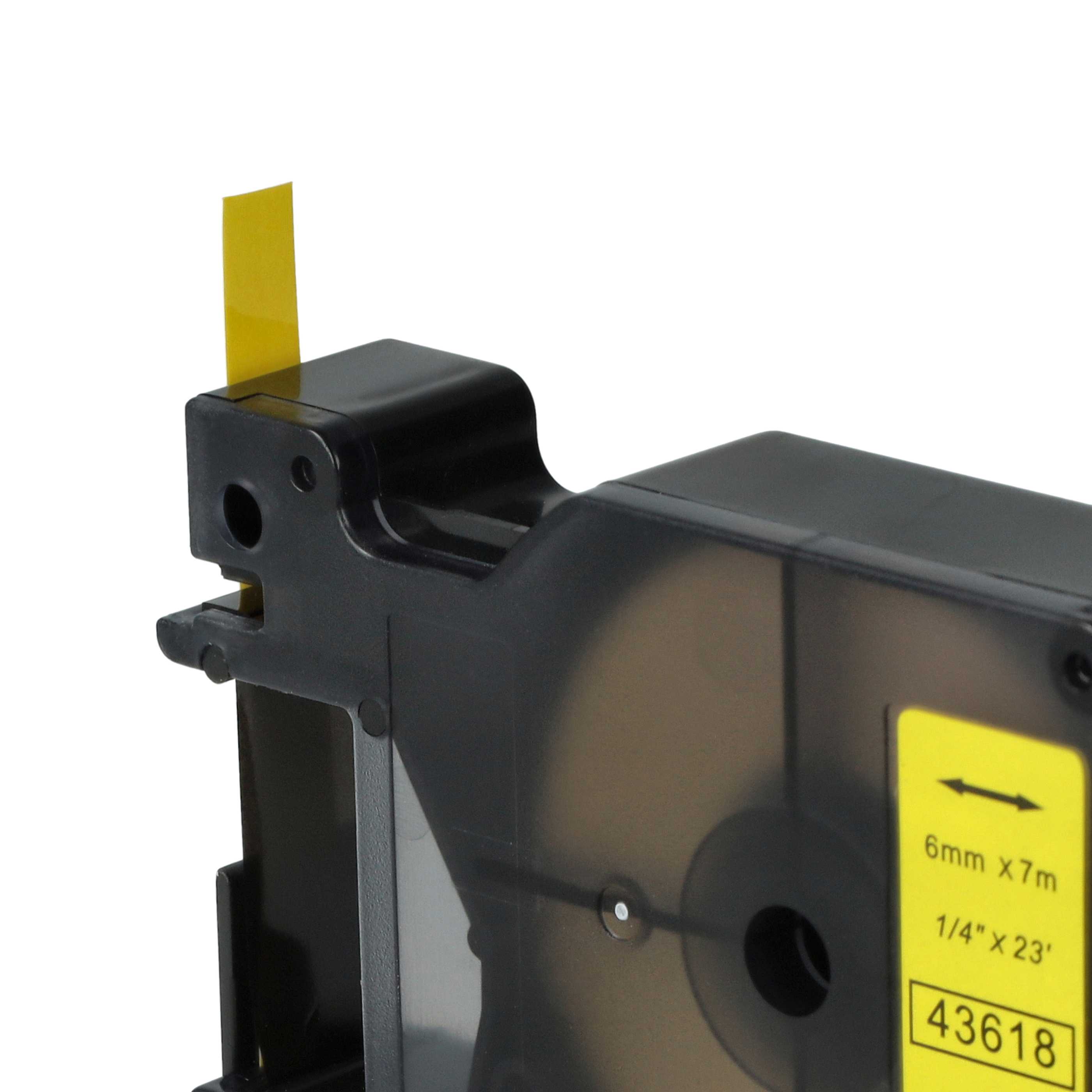 Label Tape replaces Dymo 43618, D1 - 6 mm Black to Yellow