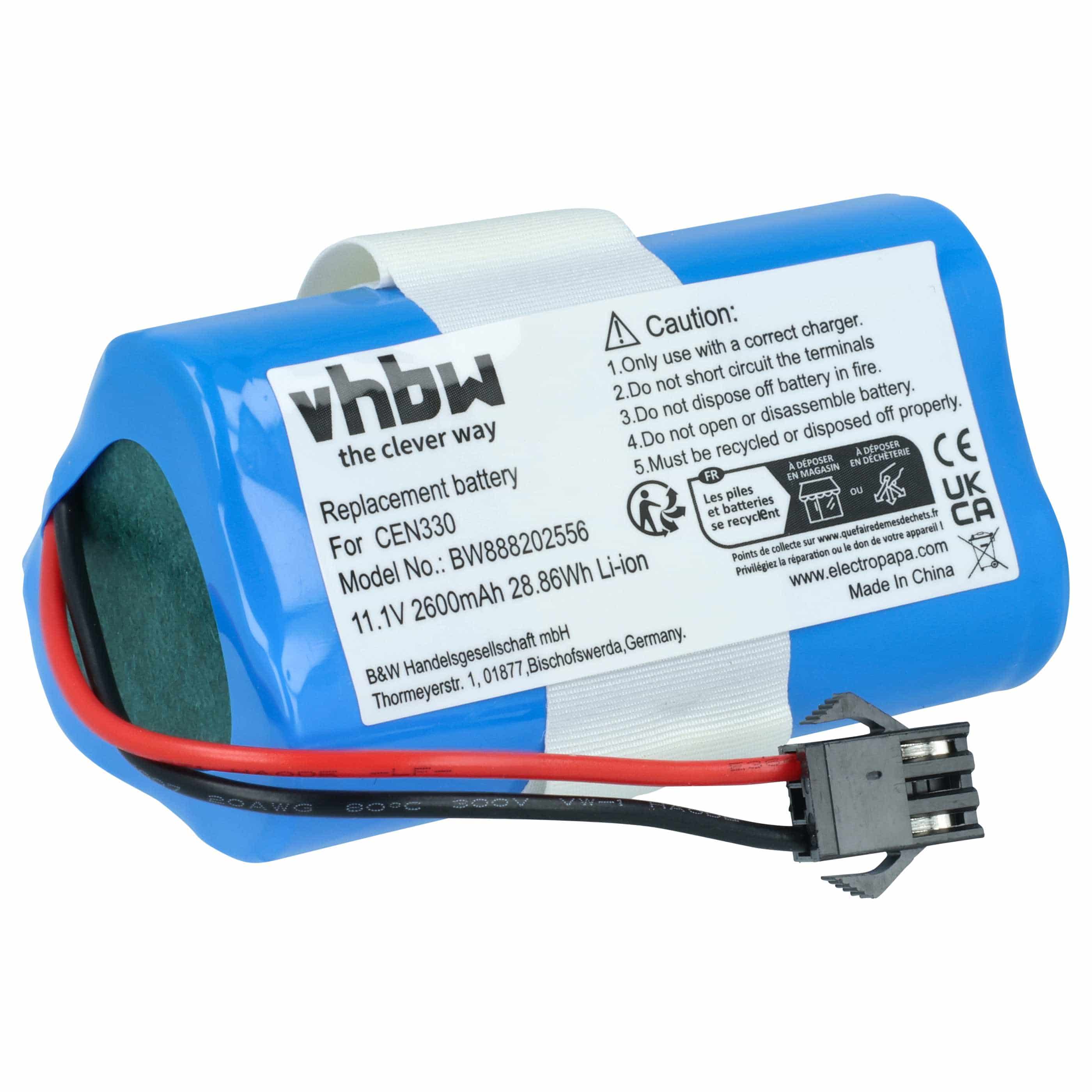 Battery suitable for Ecovacs CEN330, CR330, CR333 2600mAh, 10.8V, Li-Ion