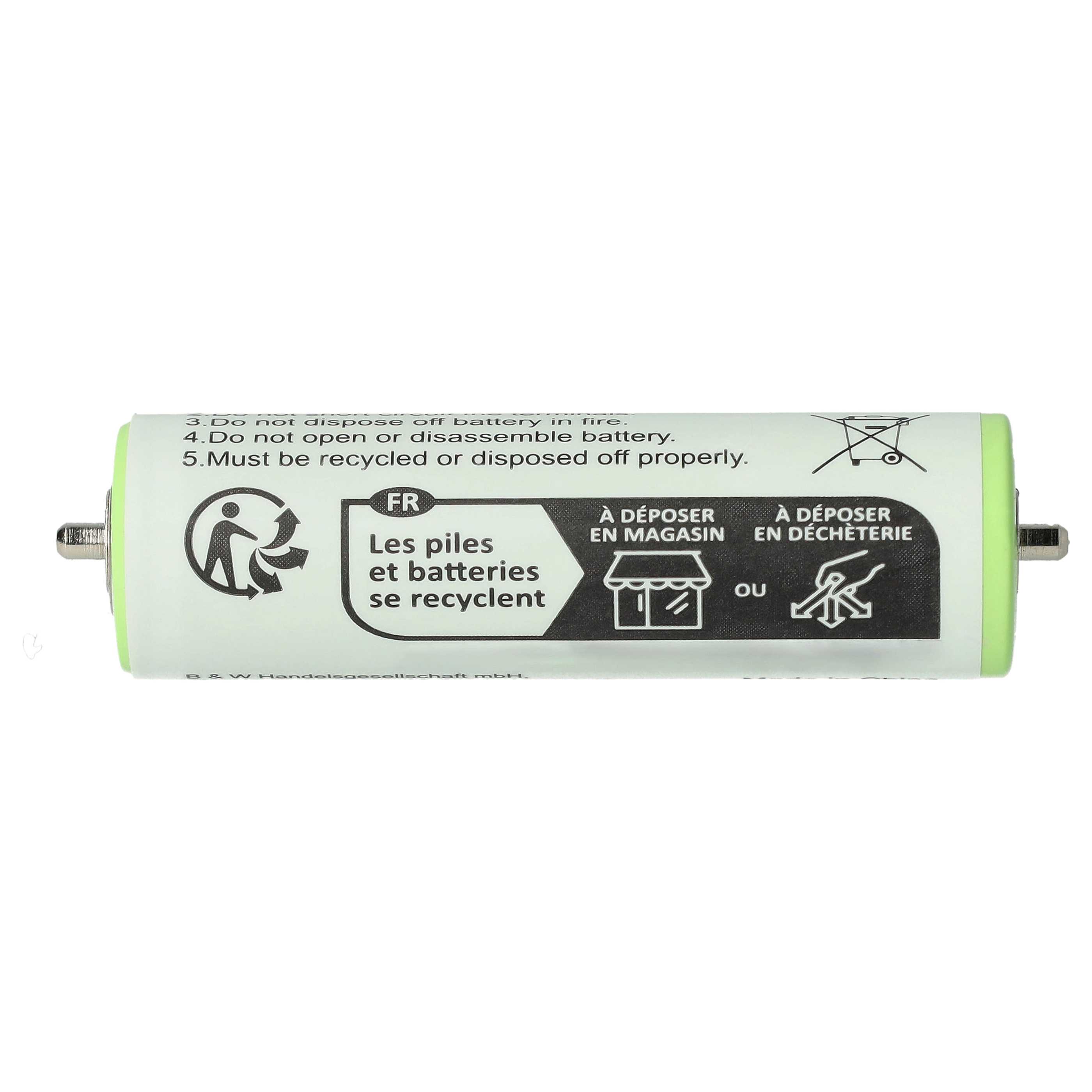 Batterie remplace Braun 67030923, 1HR-AAAUV, 67030834, 67030165 pour rasoir électrique - 1800mAh 1,2V NiMH