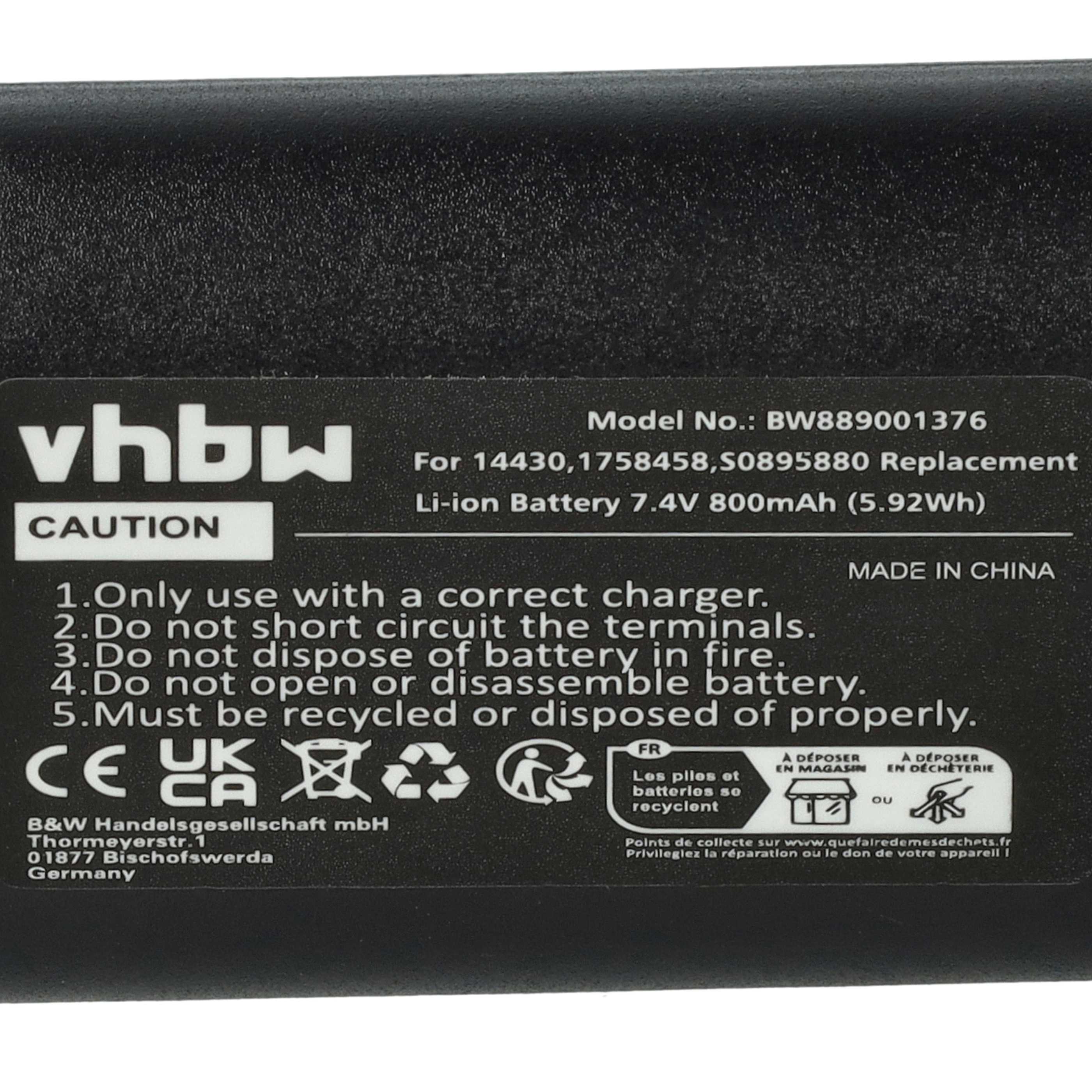 2x Batería reemplaza 3M W003688, S0895880 para impresora 3M - 800 mAh 7,4 V Li-Ion