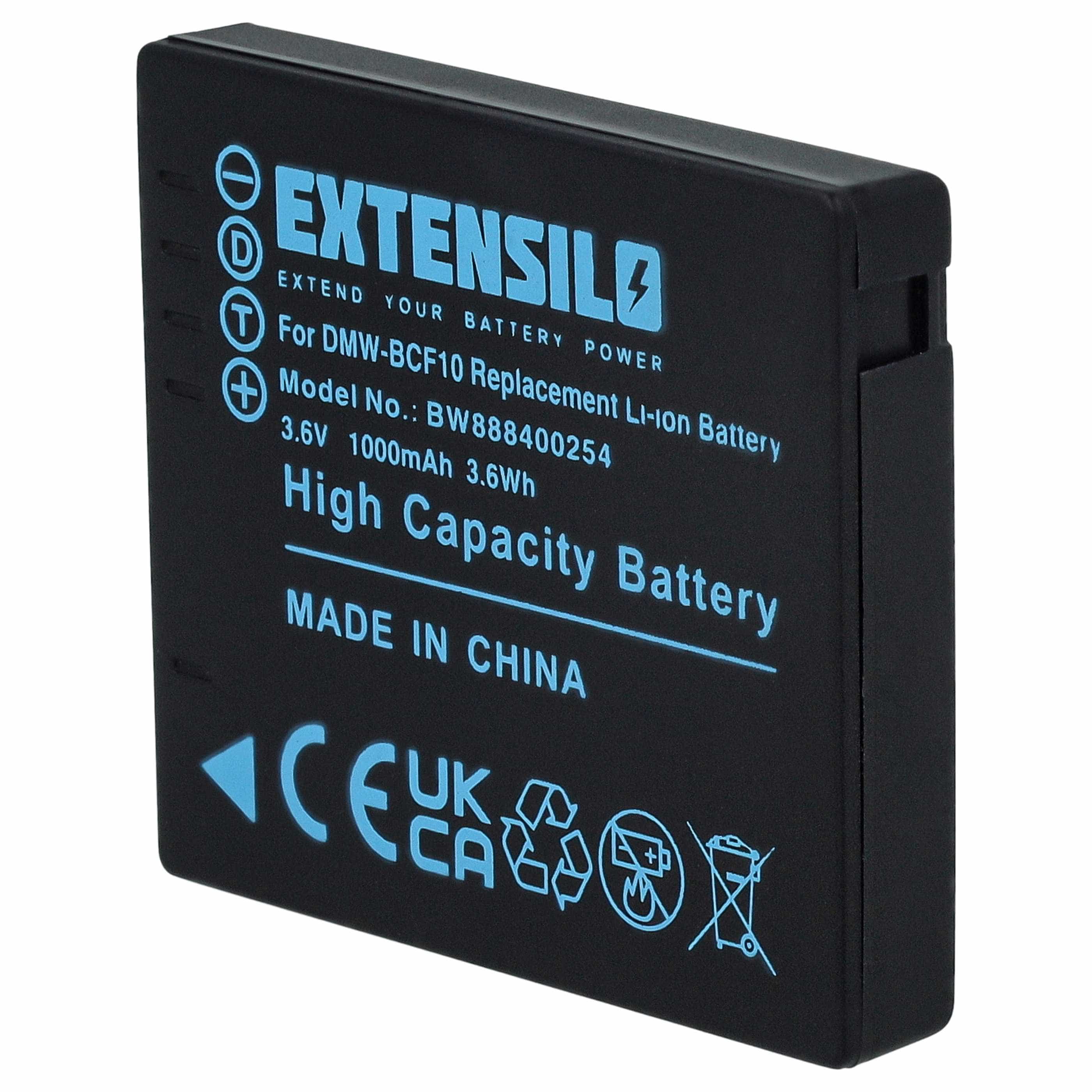 Battery replaces Panasonic CGA-S009E, CGA-S106C, CGA-S/106B, CGA-S/106C, CGA-S009 - 1000mAh, 3.7V, Li-Ion