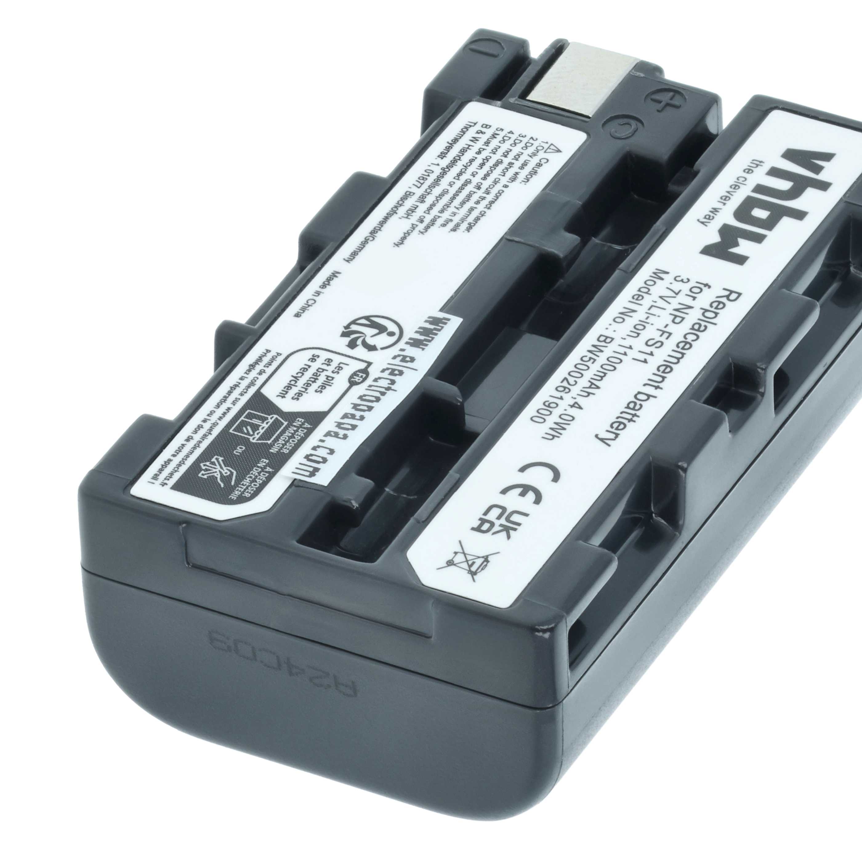 Videocamera Battery replaces Sony NP-FM11, NP-FS10, NP-F11, NP-FM10, NP-FS11, NP-F10 - 1100 mAh 3.6 V Li-Ion