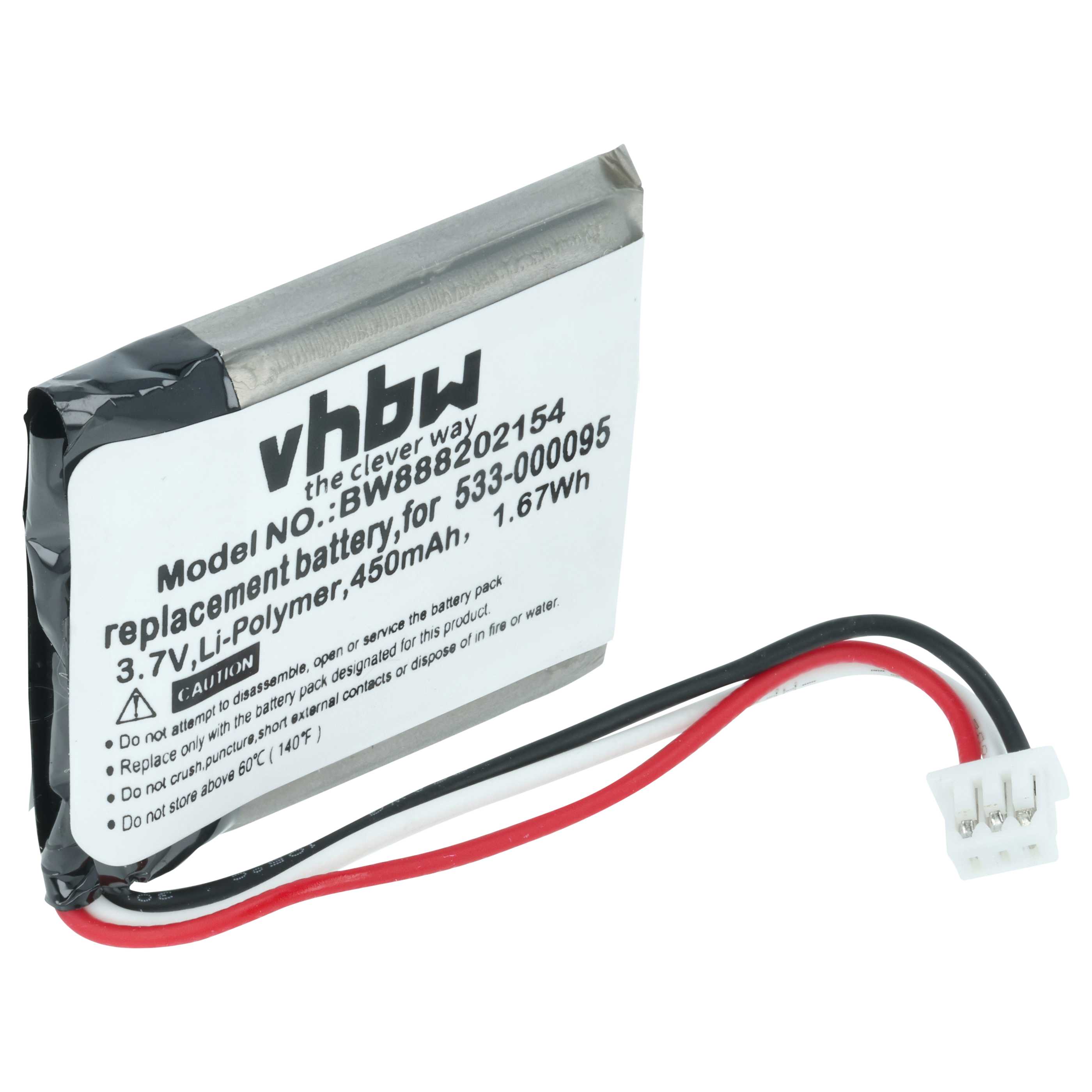 Batteria sostituisce Logitech 533-000095 per auricolari cuffie - 450mAh 3,7V Li-Poly