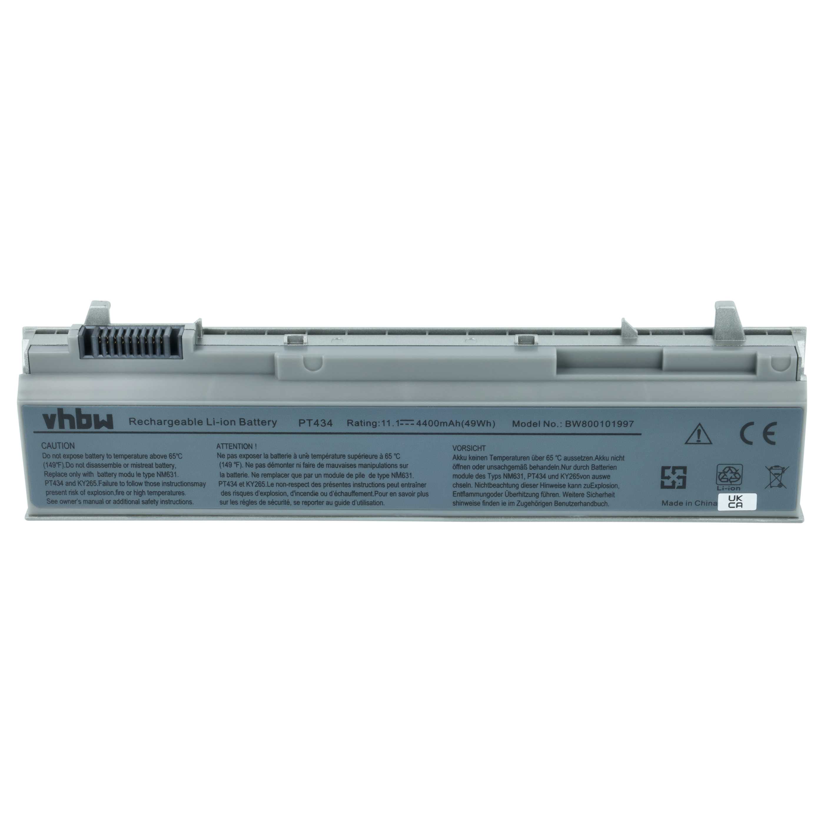 Batteria sostituisce Dell 0P018K, 0MP307, 0H1391, 0GU715 per notebook - 4400mAh 11,1V Li-Ion argento grigio