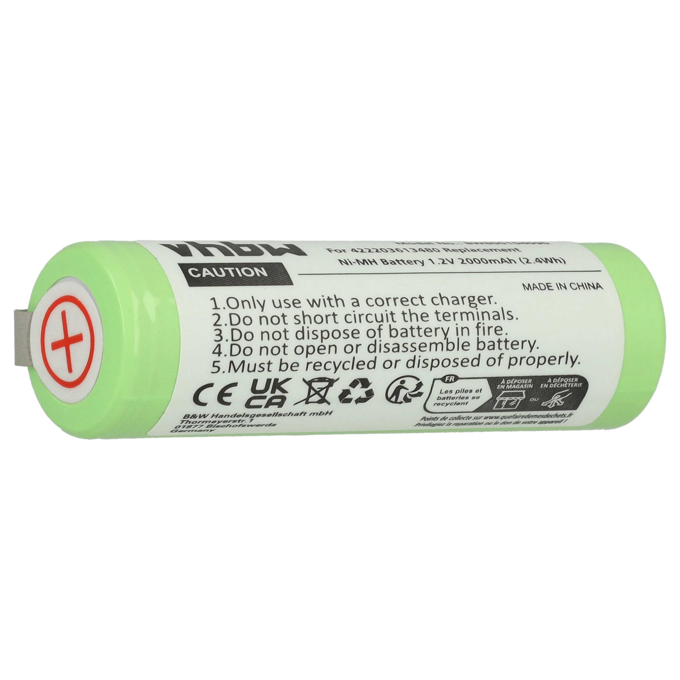 Electric Razor Battery Replacement for Philips 422203613480 - 2000 mAh 1.2 V NiMH