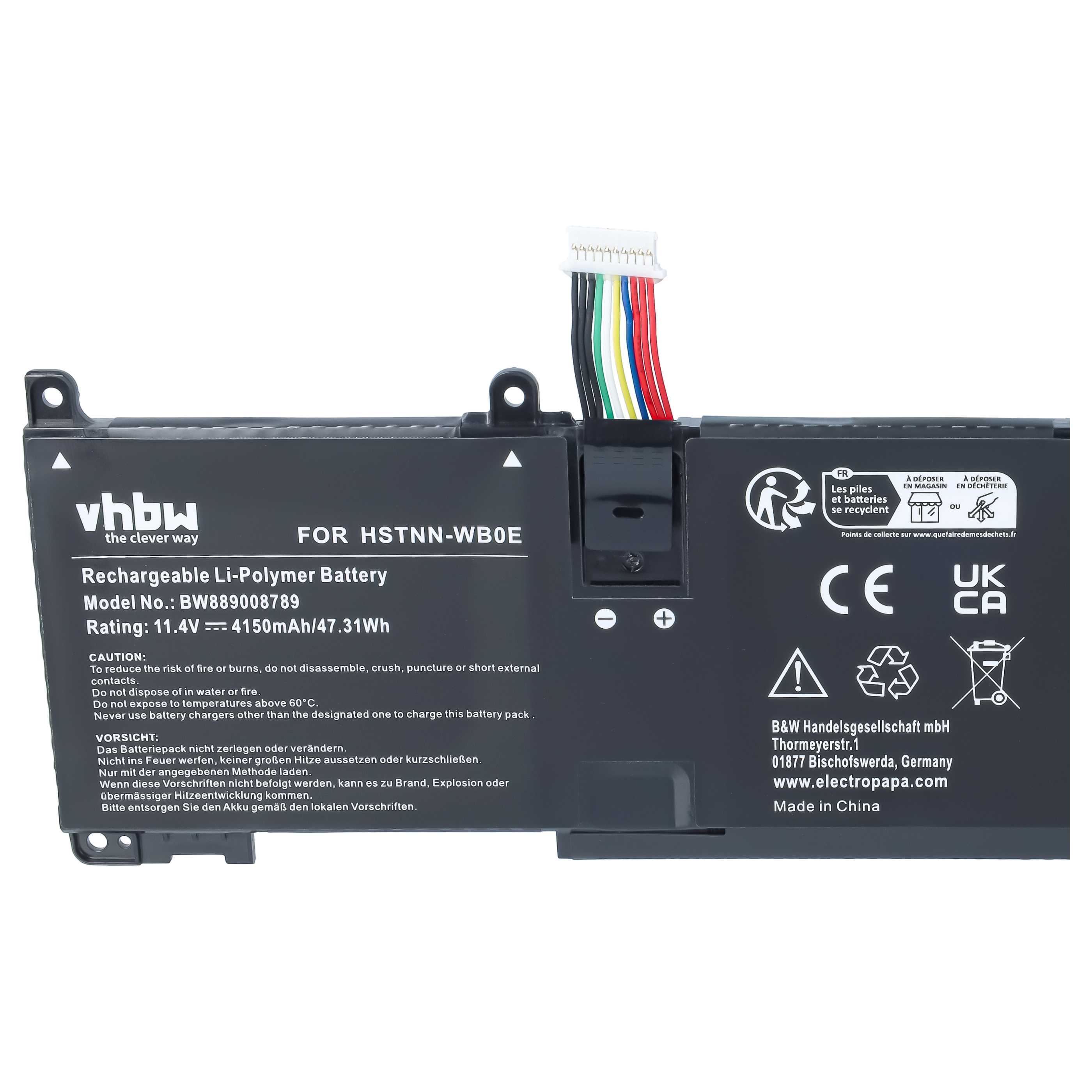 Batteria sostituisce HP M01524-2B2, M01524-2B1, HSTNN-OB1T, HSTNN-IB9P per notebook - 4150mAh 11,4V Li-Poly
