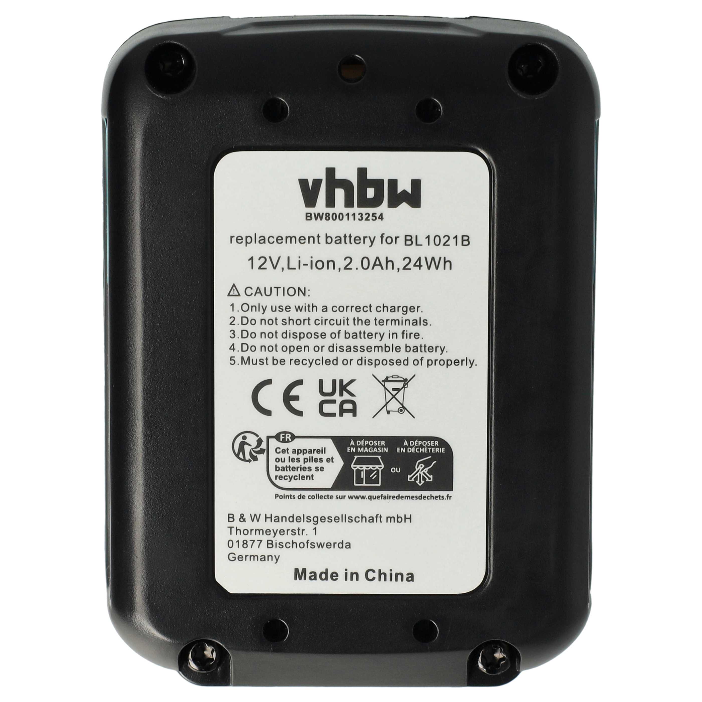 3x Battery replaces Makita 197396-9, 197390-1, 197402, 197394-3 Electric Power Tool - 2000 mAh, 12 V, Li-Ion