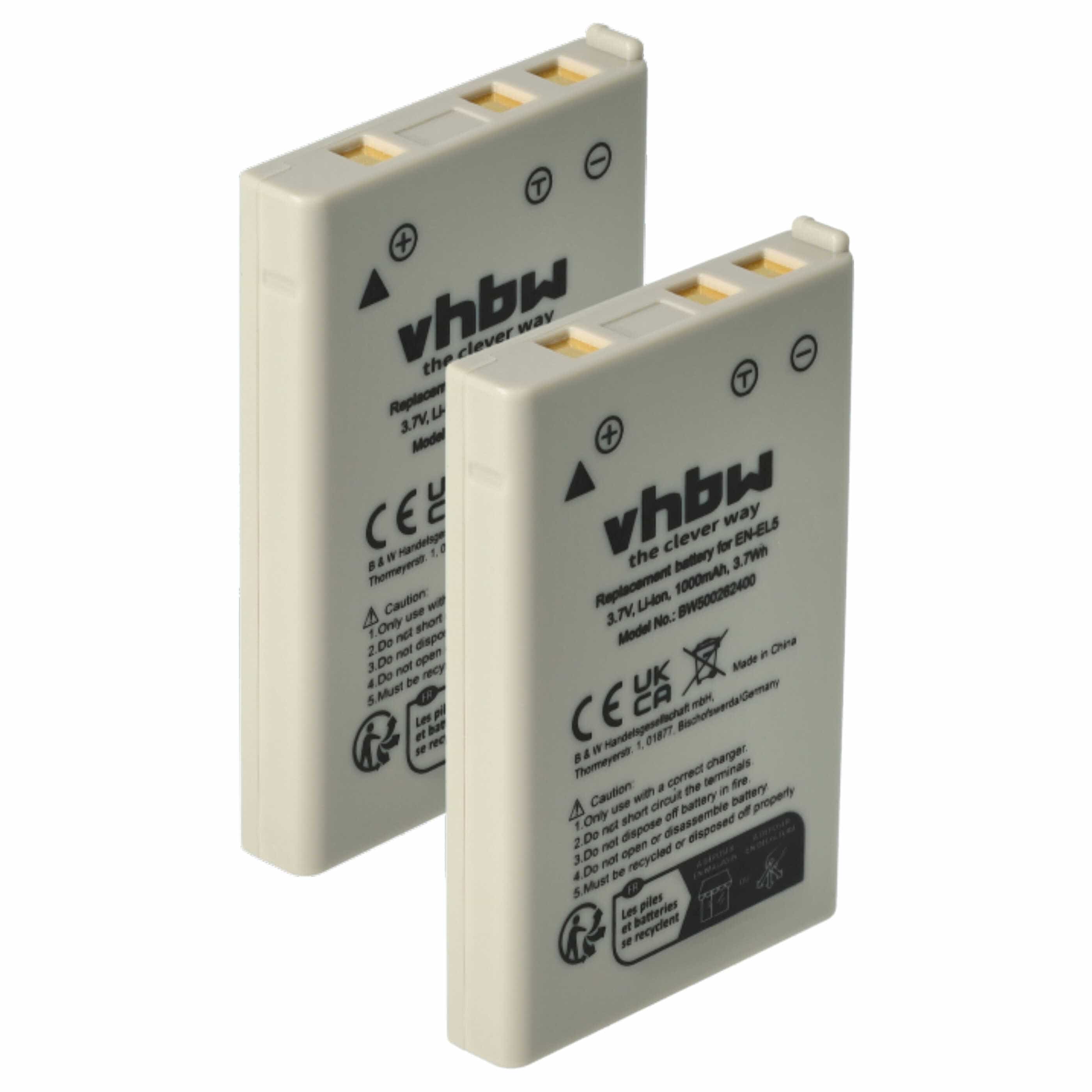 2x Akku für Nikon Coolpix P6000 1000mAh 3,6V