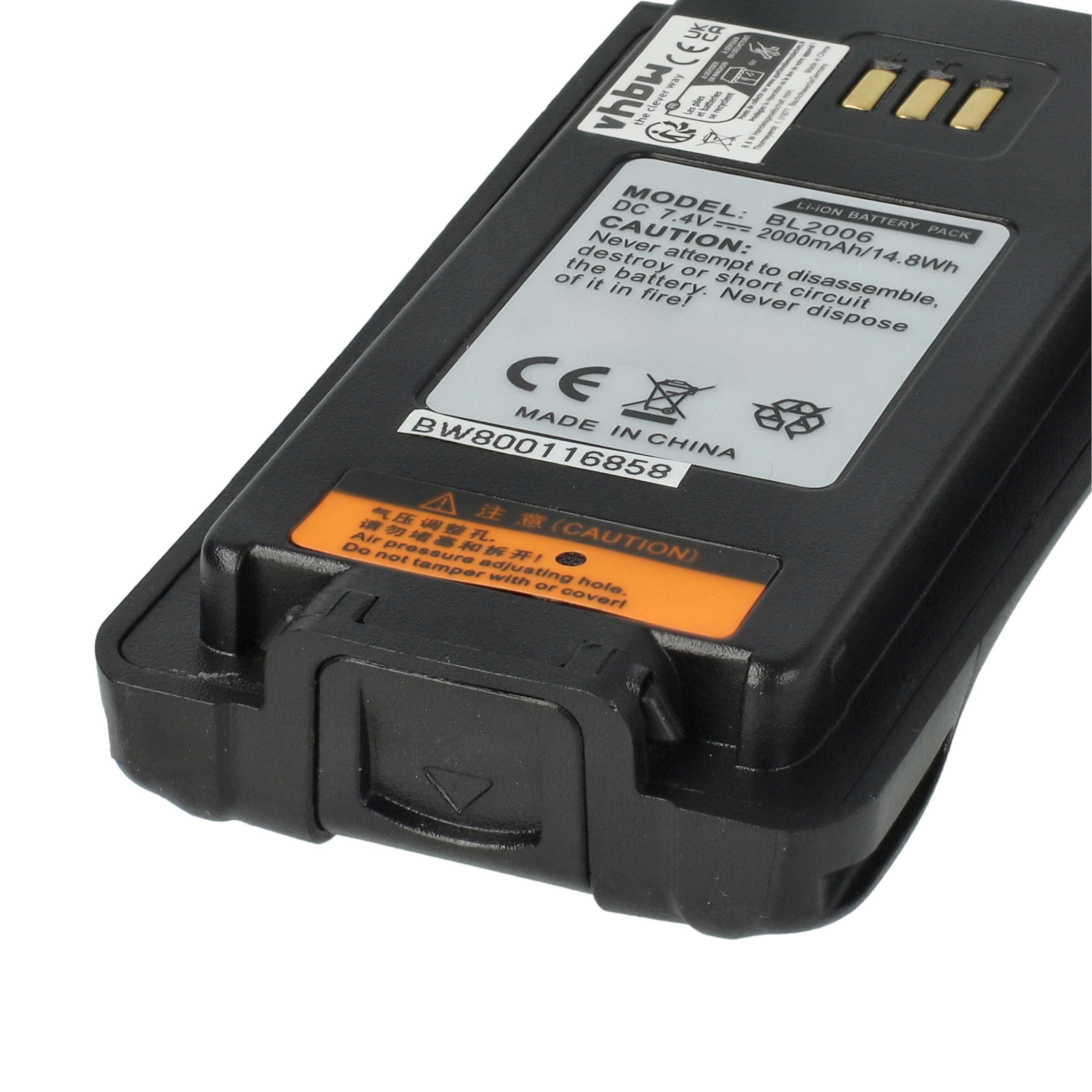 Radio 5x Battery replaces Hyt BL2006Li, BL2008, BL2006, BL2503 - 2000 mAh 7.4 V Li-Ion