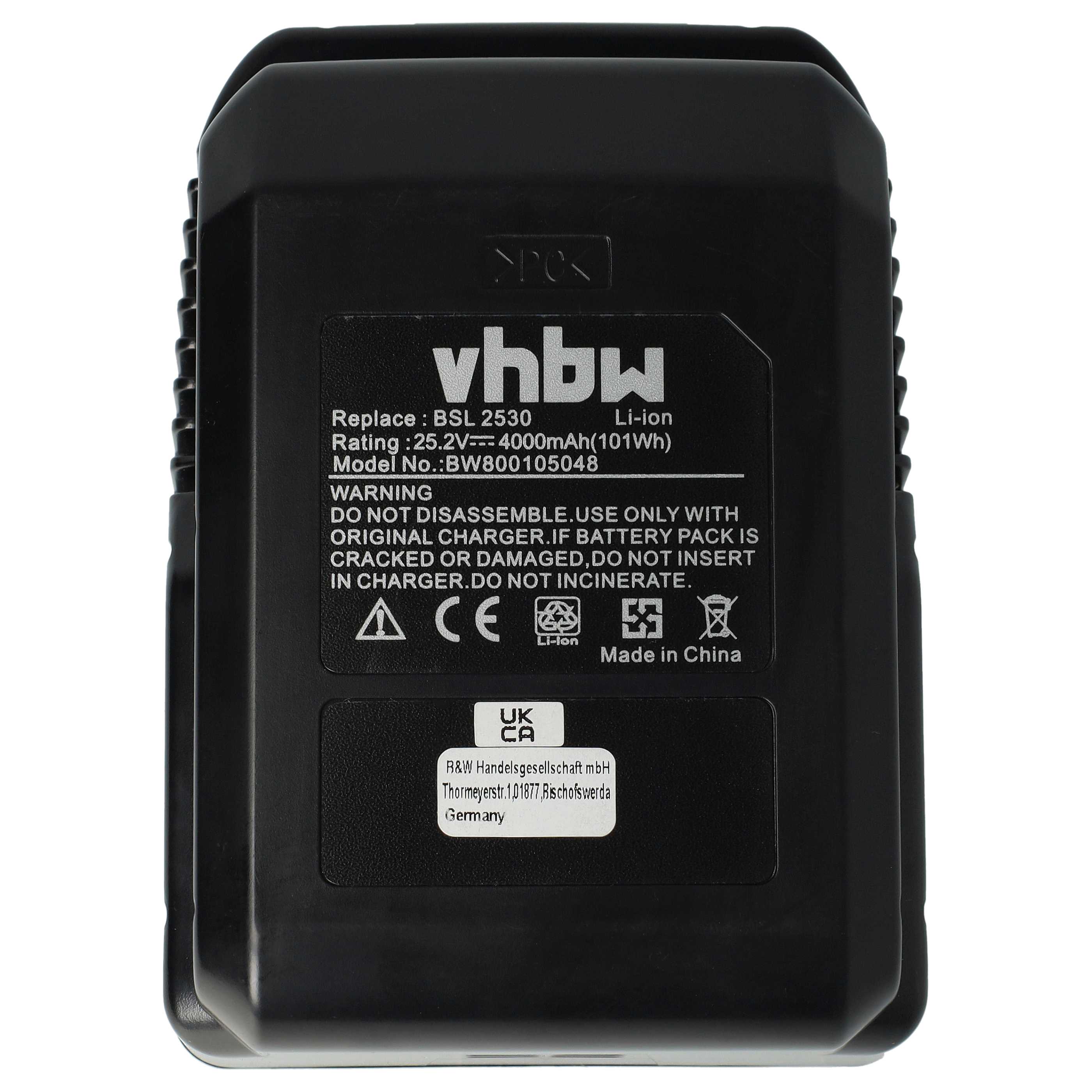 Batería para herramienta reemplaza Hitachi 328034, 328033, BSL2530, BSL 2530 - 4000 mAh, 25,2 V, Li-Ion