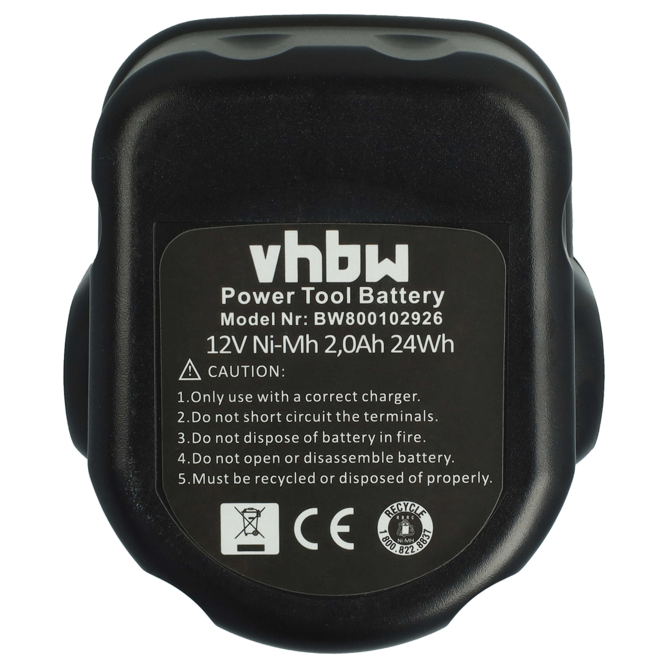 Akku (2x Stück) 12V als Ersatz für Black & Decker A9266, A9275, A9252, A9252 England SL1 3YD - 2Ah, NiMH