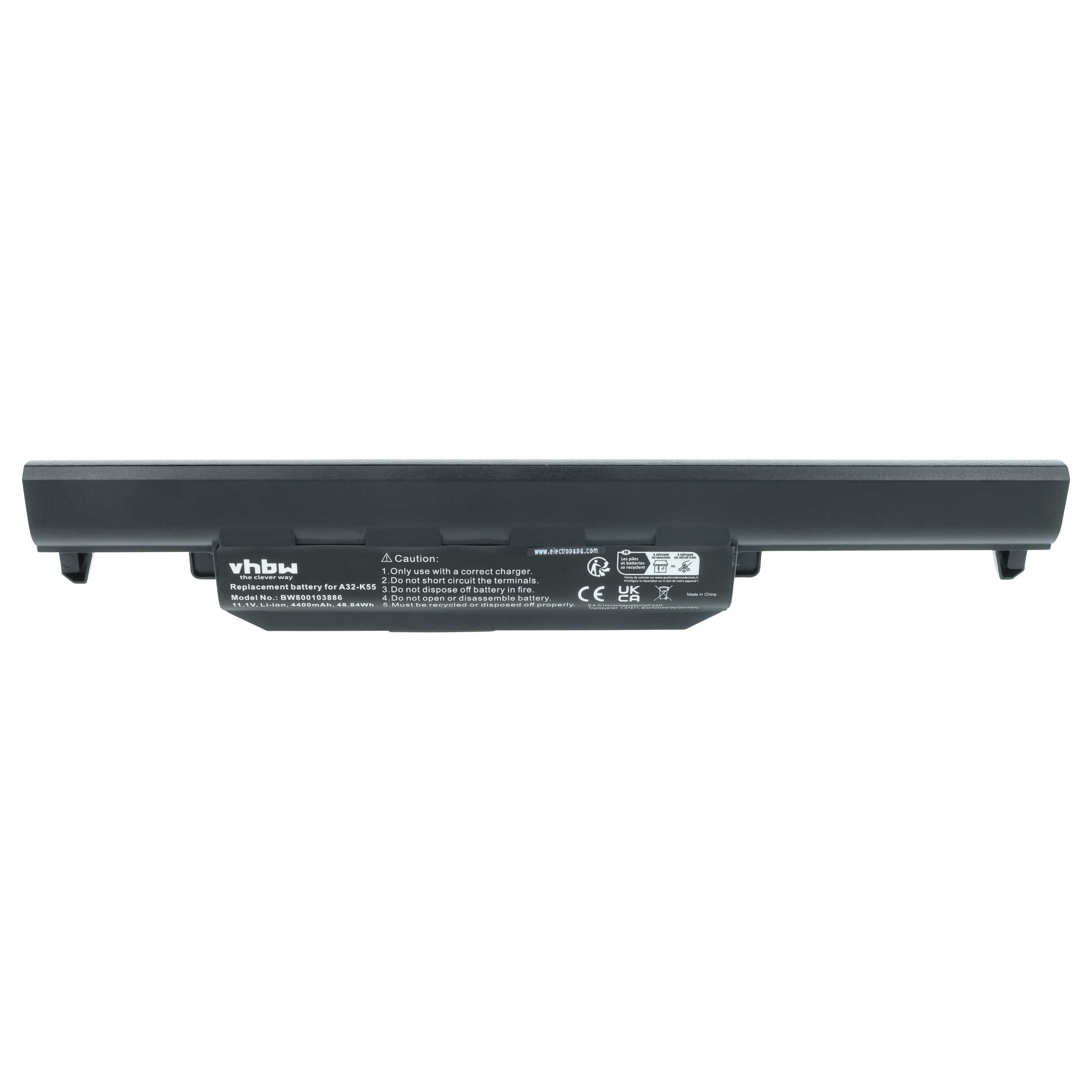 Batteria sostituisce Asus A33-K55, A32-K55, A41-K55 per notebook - 4400mAh 11,1V Li-Ion nero