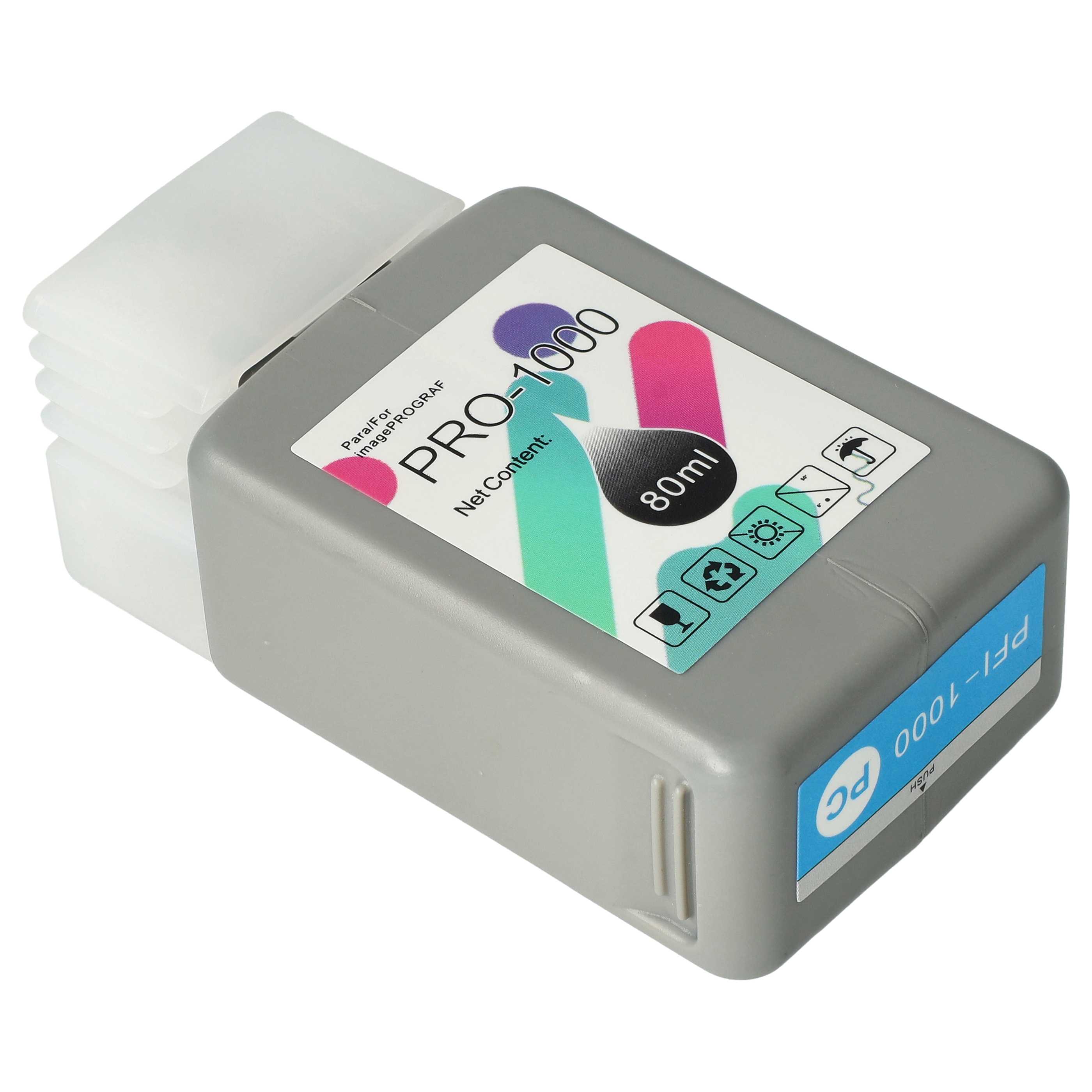 Ink Cartridge as Exchange for Canon PFI-1000PC, PFI-1000 PC for Canon Printer - Photo Cyan 80 ml + Chip