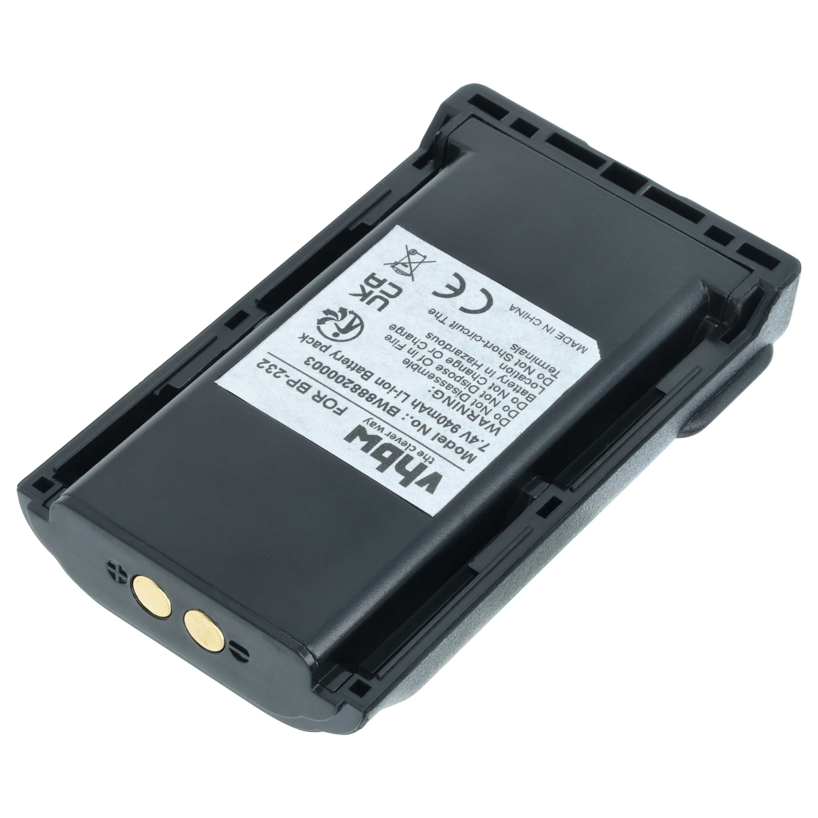 Radio Battery replaces Icom BJ-2000, BP-232H, BP-231N, BP-232, BP-231, BP-230, BP-230N - 940 mAh 7.4 V Li-Ion