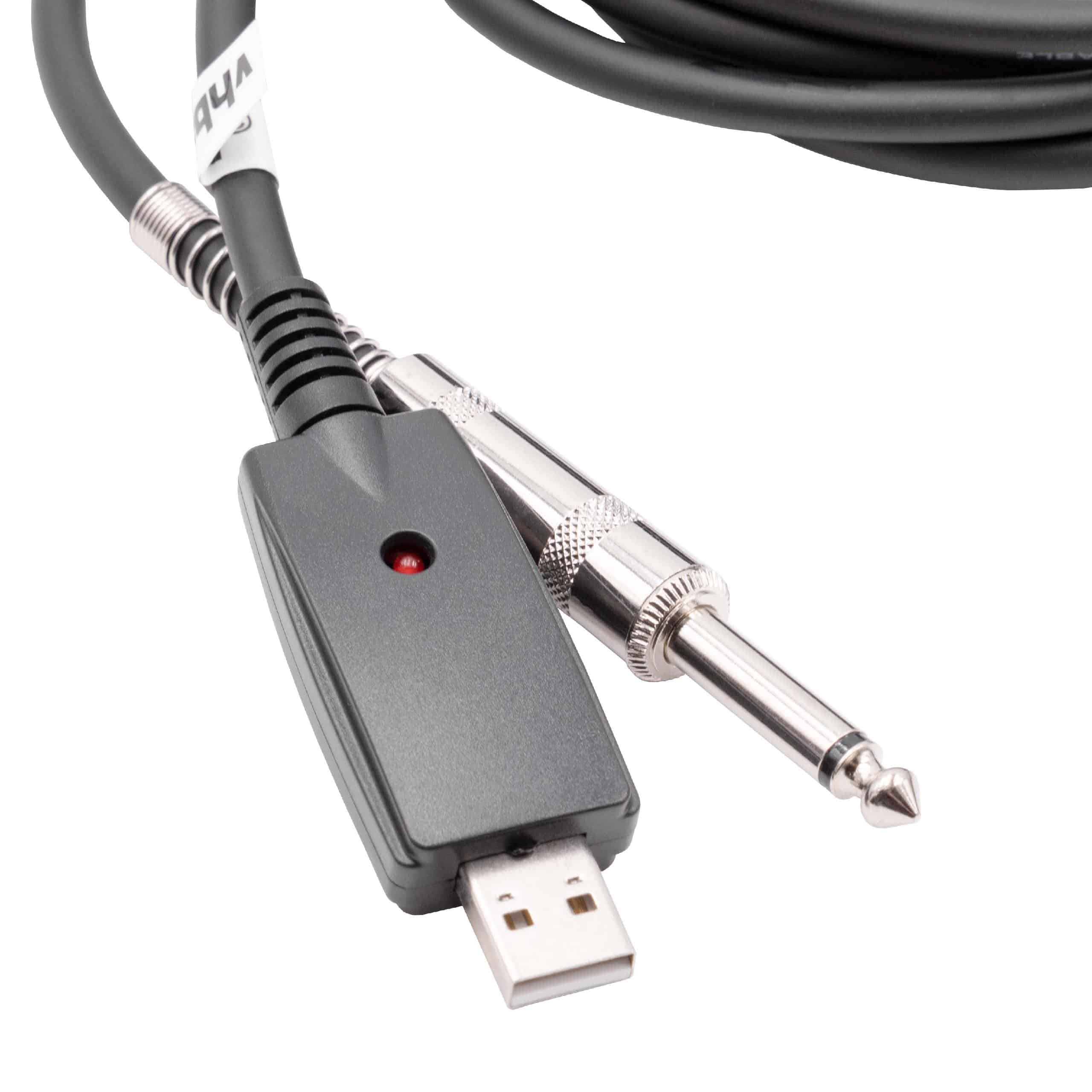 vhbw câble adaptateur USB 2.0 vers 6,35mm jack - 2,8m câble audio, câble microphone, câble USB