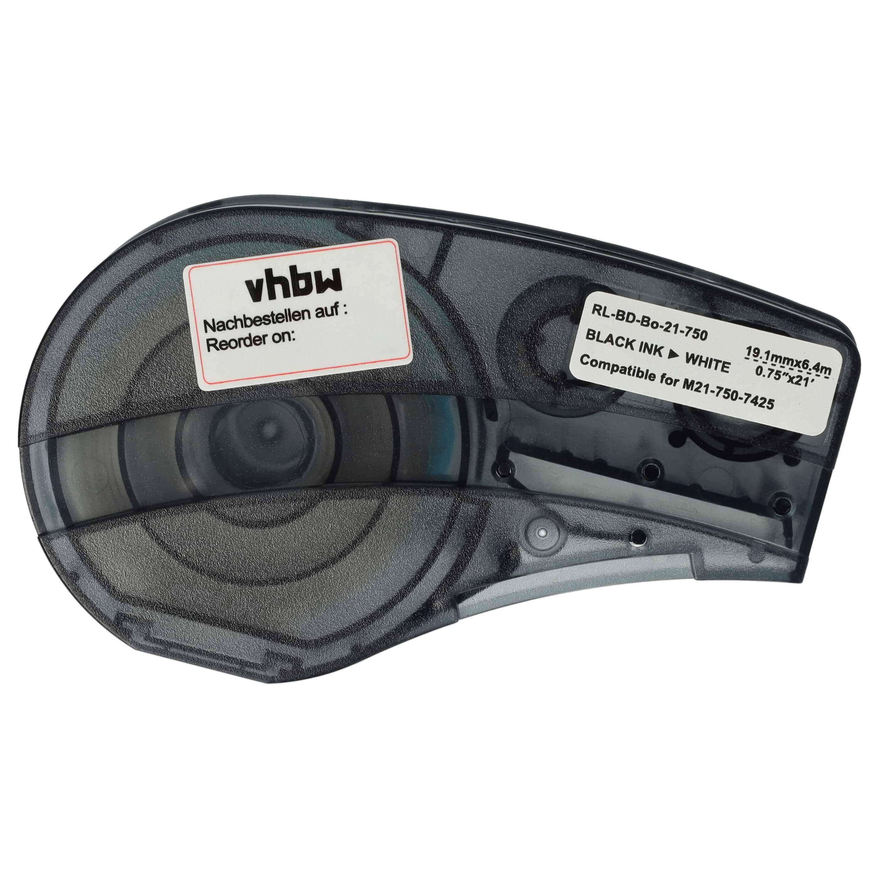 2x Schriftband als Ersatz für Brady M21-750-7425 19,05mm Schwarz auf Weiß