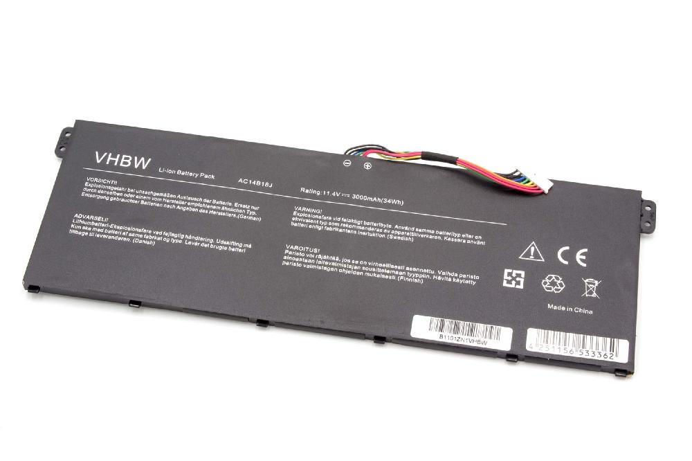 Notebook Battery Replacement for Acer AC14B13J, 4ICP5/57/80, AC14B18J - 3000mAh 11.4V Li-polymer