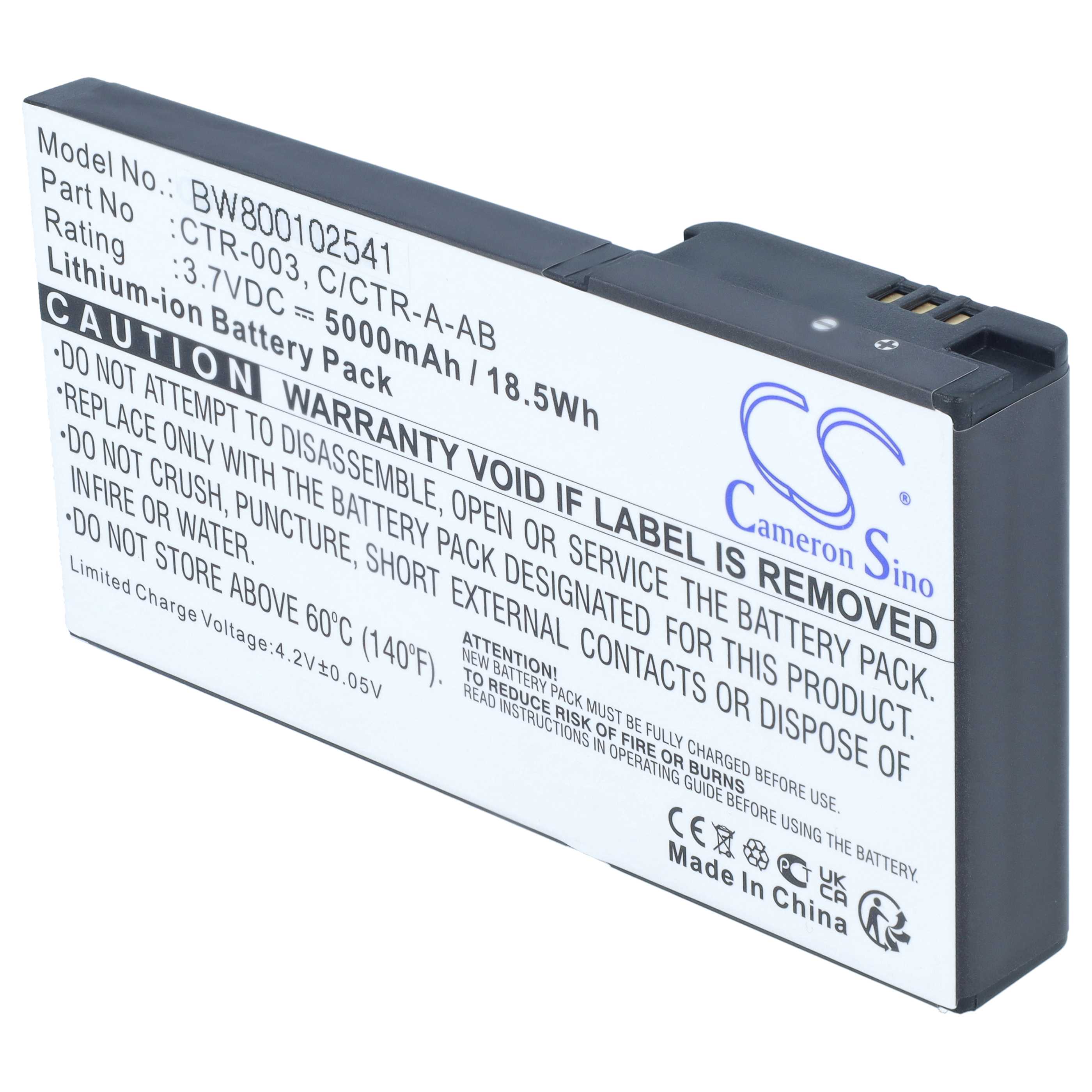Games Console Battery replaces Nintendo C/CTR-A-AB, CTR-001, CTR-003, MIN-CTR-001 - 5000 mAh 3.7 V Li-Ion