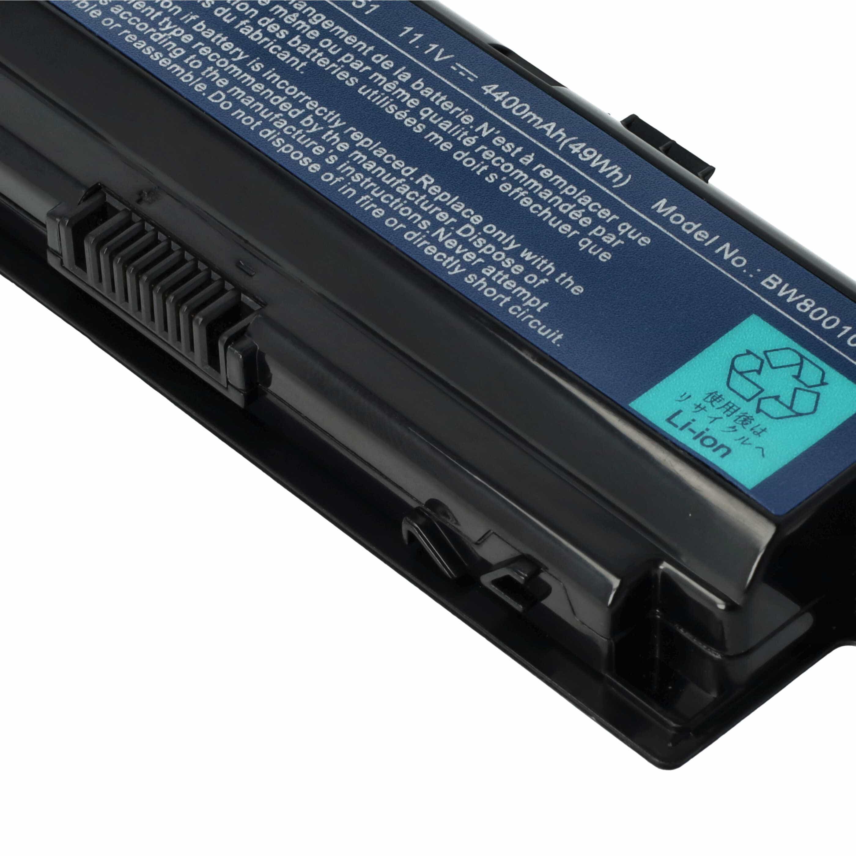 Batterie pour Acer Aspire 7741G, 7750G, V3-771G ordinateur portable - 4400mAh 11,1V Li-ion, noir