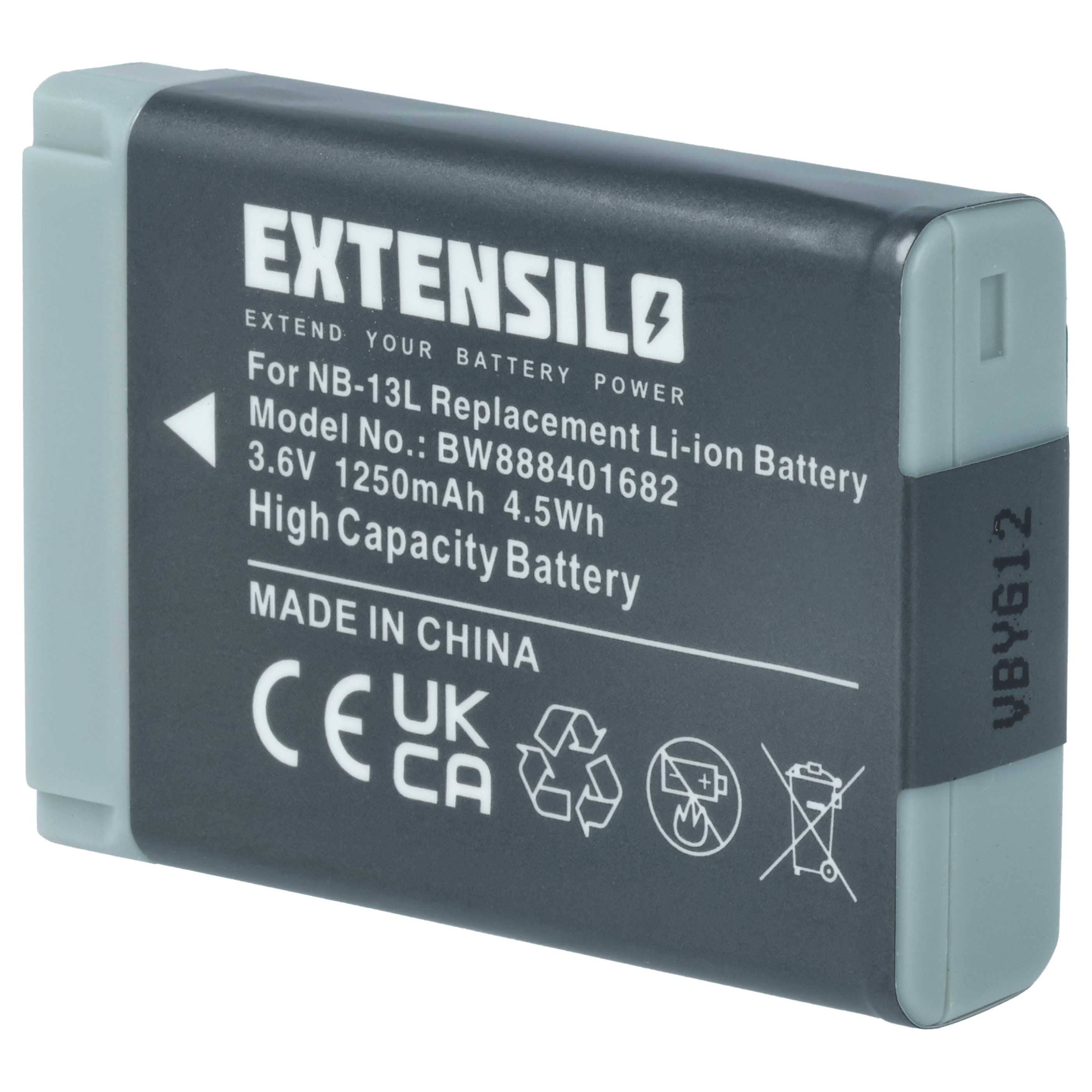 Battery replaces Canon NB-13L - 1250mAh, 3.6V, Li-Ion