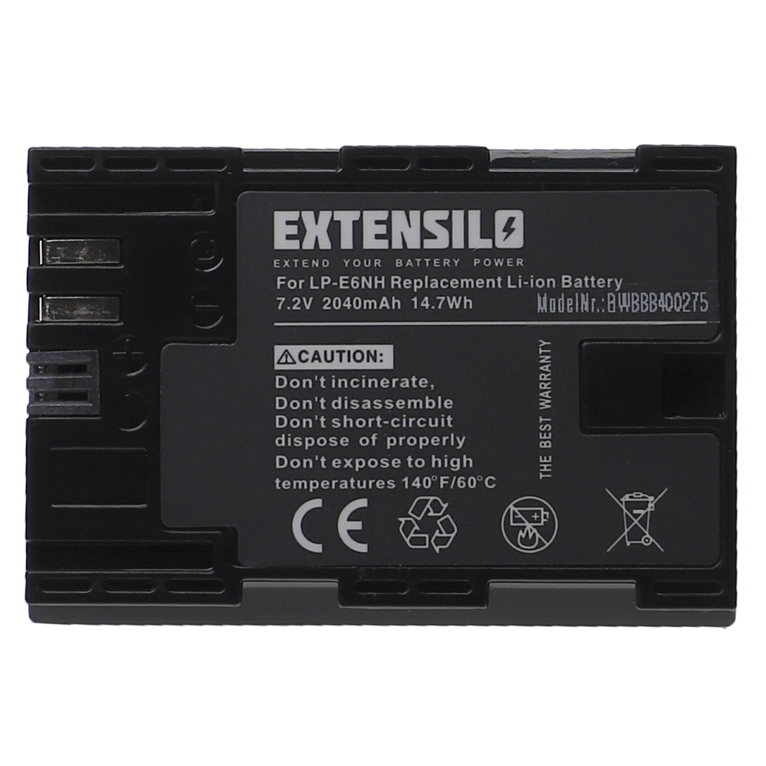 Battery Replacement for Canon LP-E6, LP-E6NH - 2040mAh, 7.2V, Li-Ion