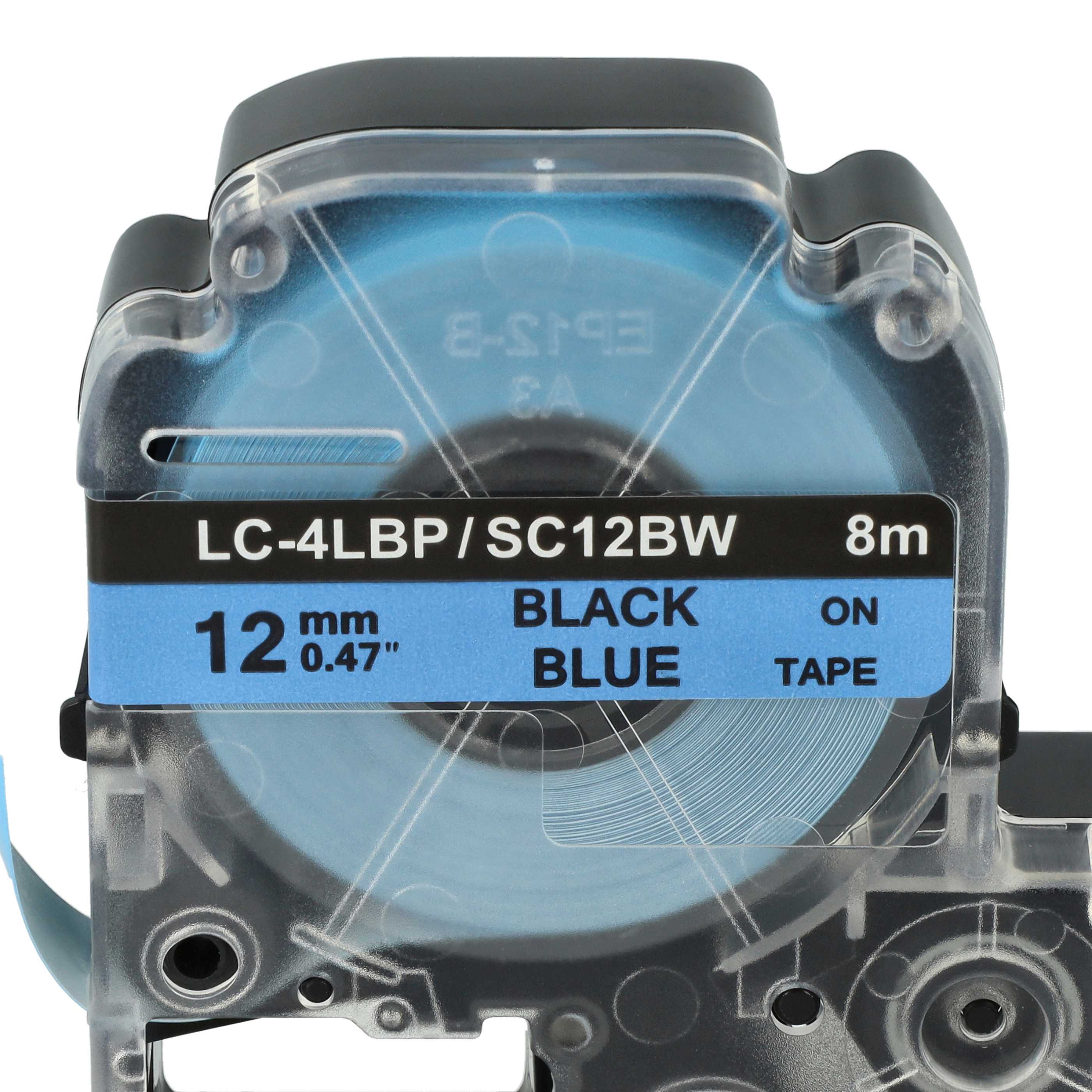 Label Tape replaces Epson LC-4LBP - 12 mm Black to Blue