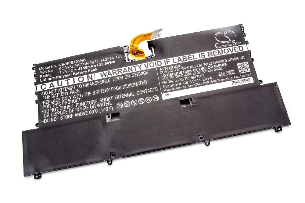 Batterie remplace SO04XL, HSTNN-IB7J, 843534-121 pour ordinateur portable - 4750mAh 7,7V Li-polymère, noir