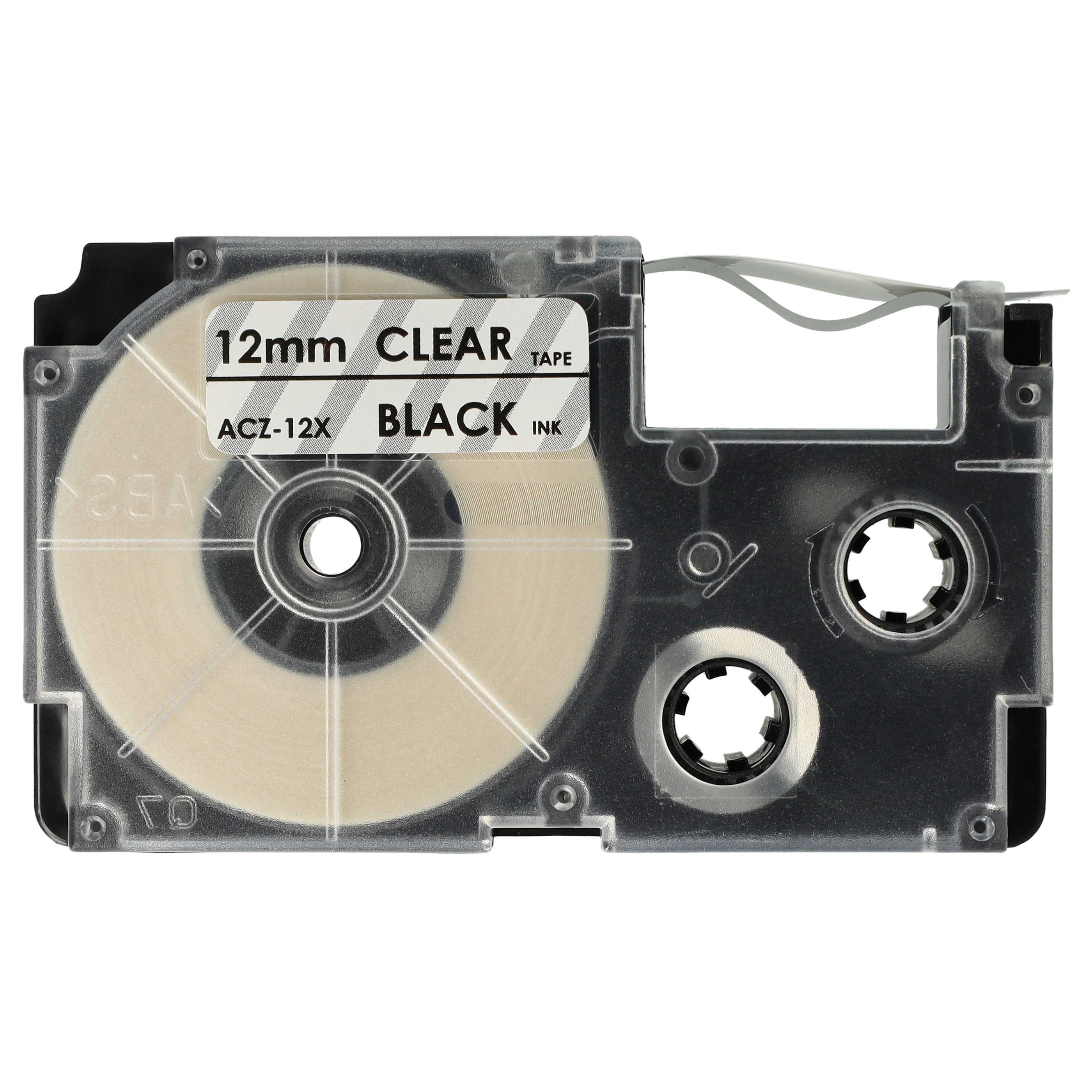 Casete cinta escritura reemplaza Casio XR-12X1, XR-12X Negro su Transparente