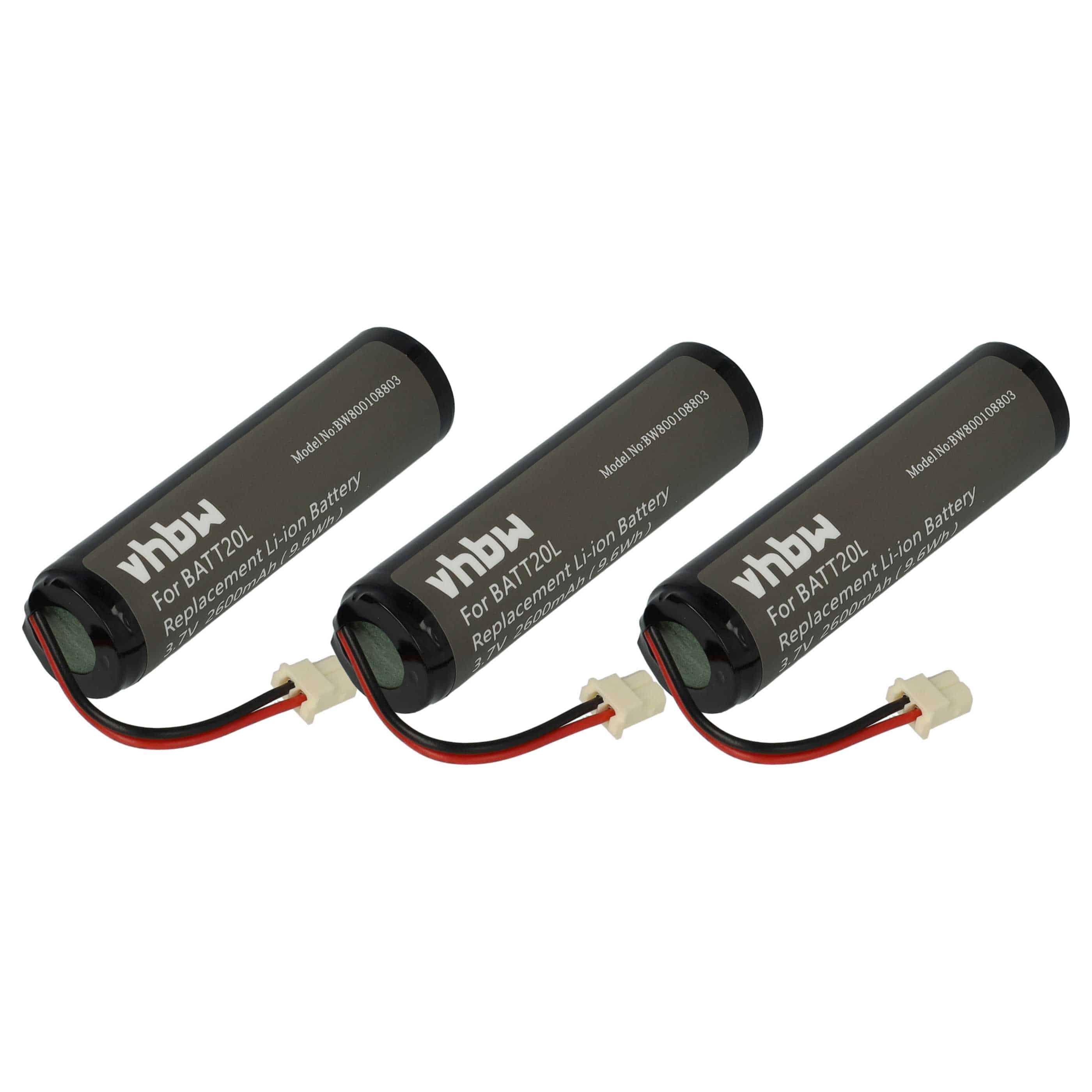 DAB Radio Battery (3 Units) Replacement for BATT20L - 2600 mAh 3.7 V Li-Ion