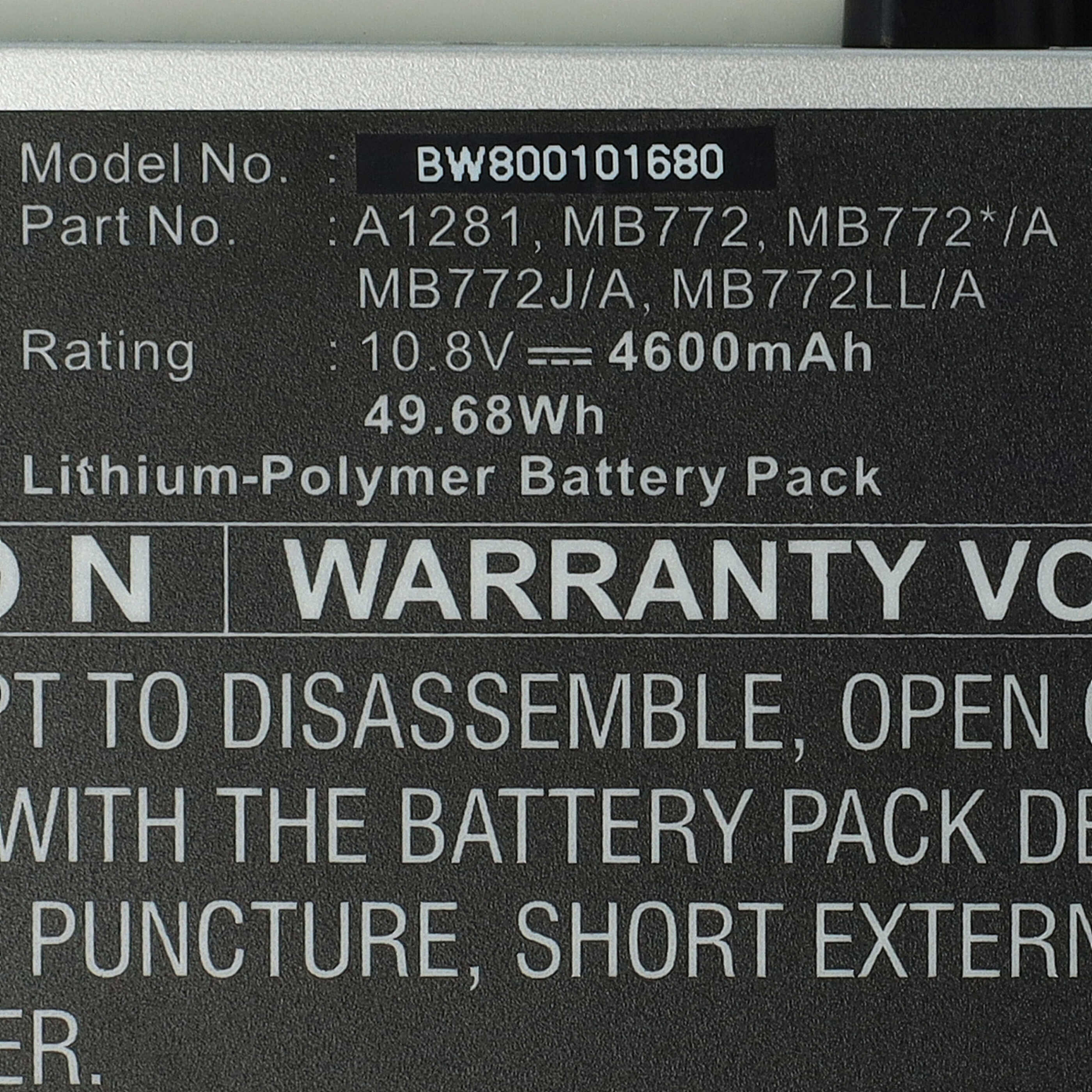Batterie remplace Apple MB772*/A, MB772, A1286, A1281 pour ordinateur portable - 4400mAh 10,8V Li-ion, argenté