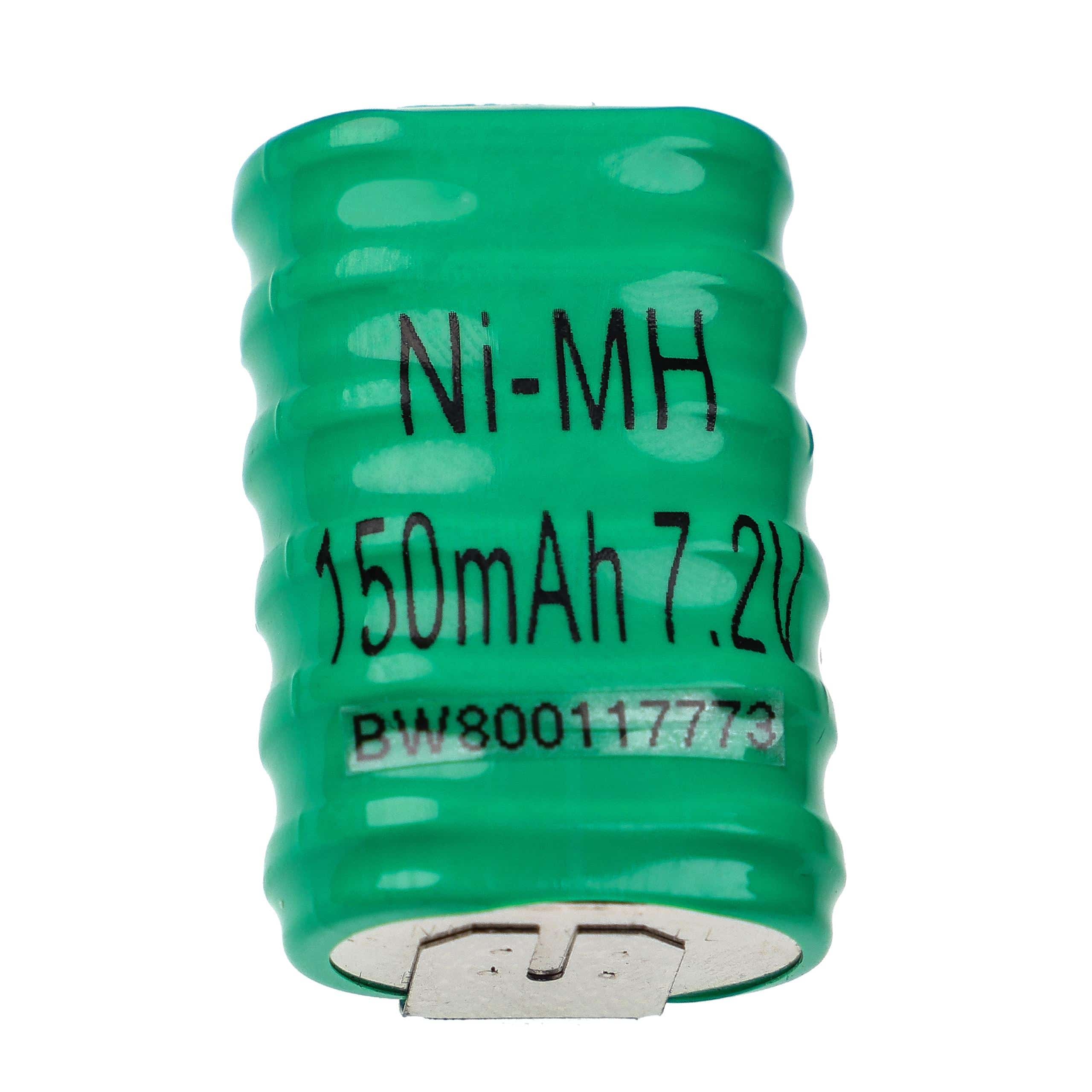 Button Cell Battery (6x Cell) Type 6/V150H 3 Pins for Model Building Solar Lamps etc. - 150mAh 7.2V NiMH