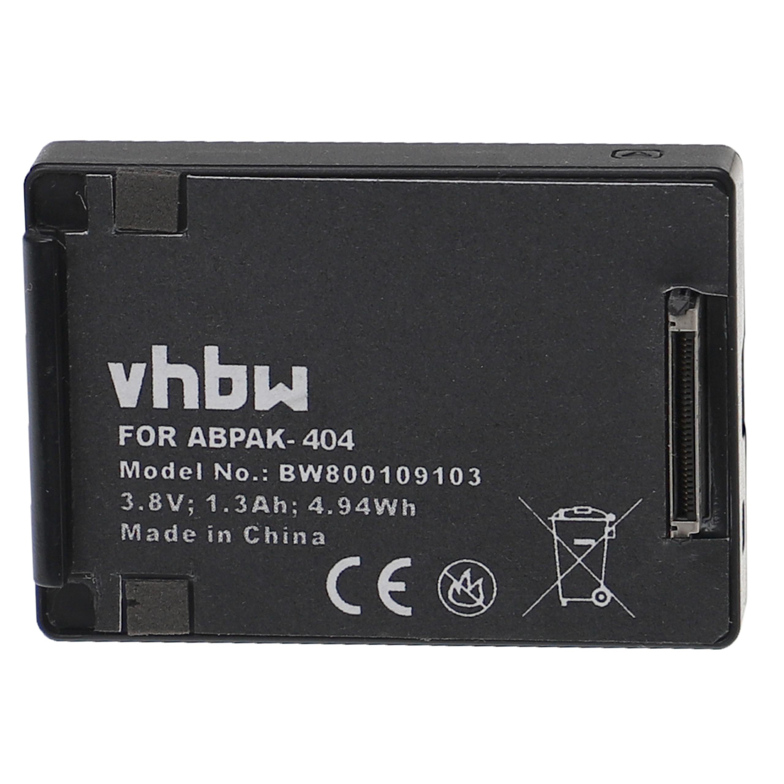 Batterie remplace GoPro ABPAK-404, BacPac 3661-093 pour caméscope - 1240mAh 3,8V Li-polymère