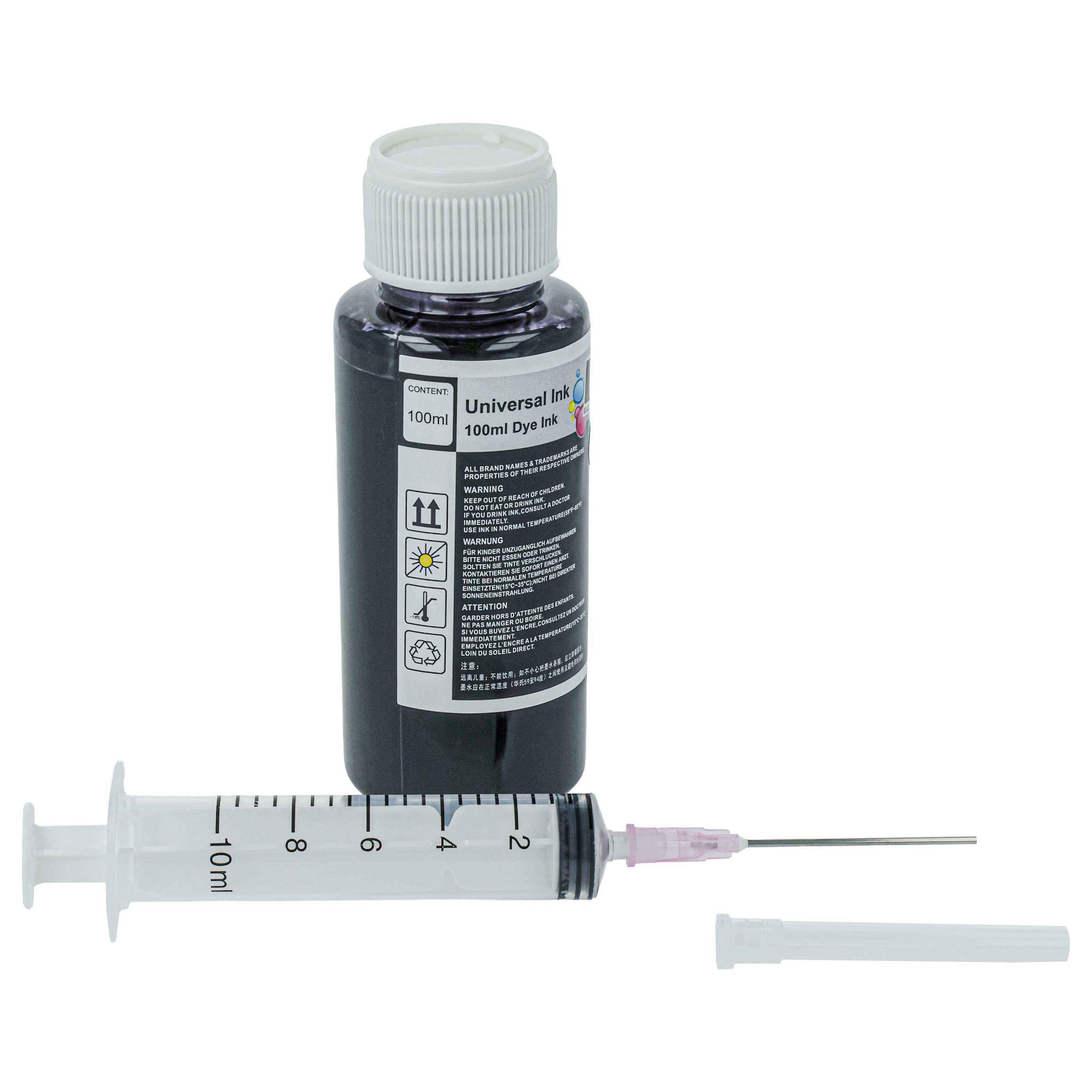 Refill Ink Black suitable for Epson, Brother, HP, Lexmark Printer etc., 100 ml