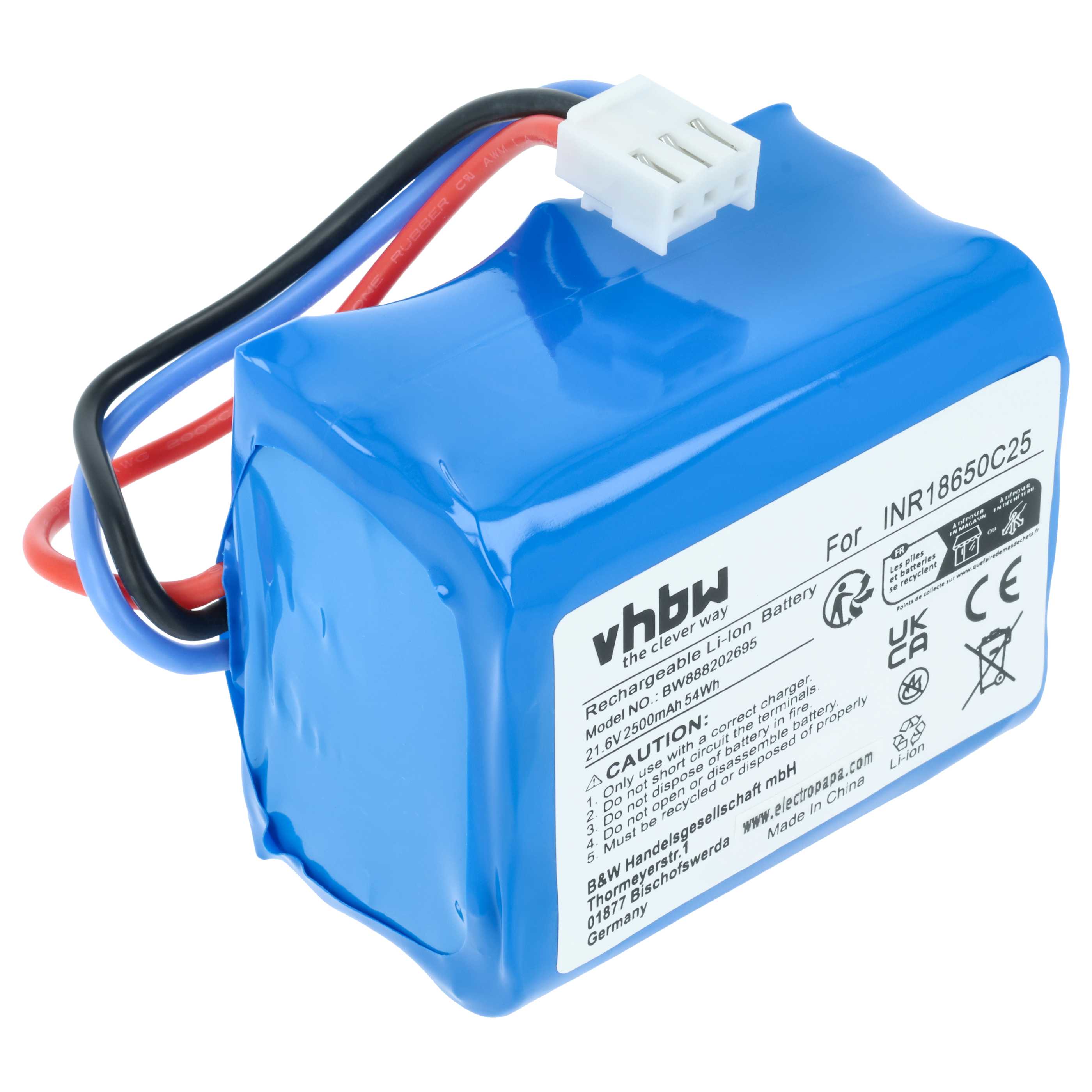Battery replaces Philips 300002906404, 3000-018-25613 for Philips 2500mAh, 21.6V, Li-Ion