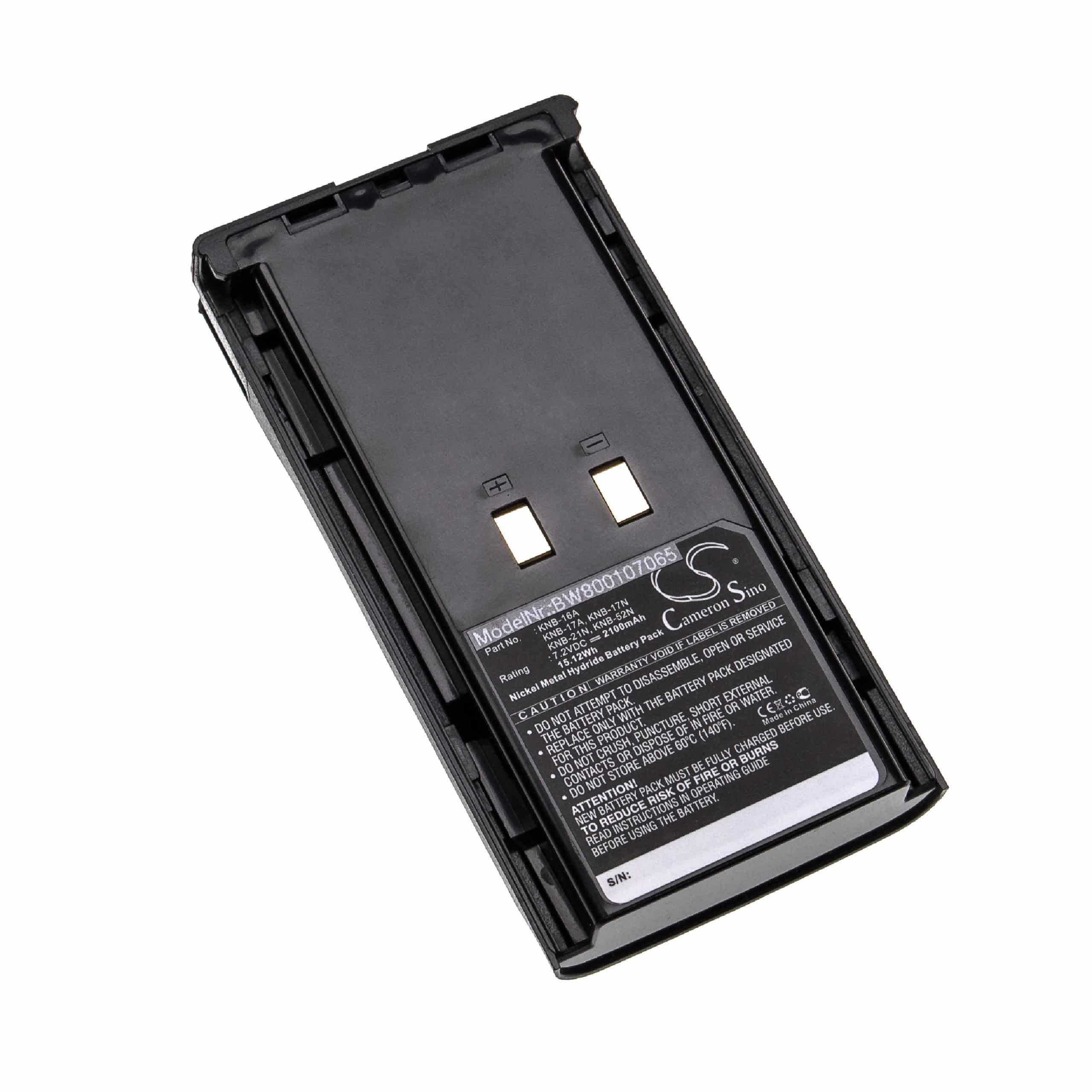 Radio Battery Replacement for Kenwood KNB-52N, KNB-22N, KNB-21N, KNB-17N, KNB-17A, KNB-16A - 2100mAh 7.2V NiMH