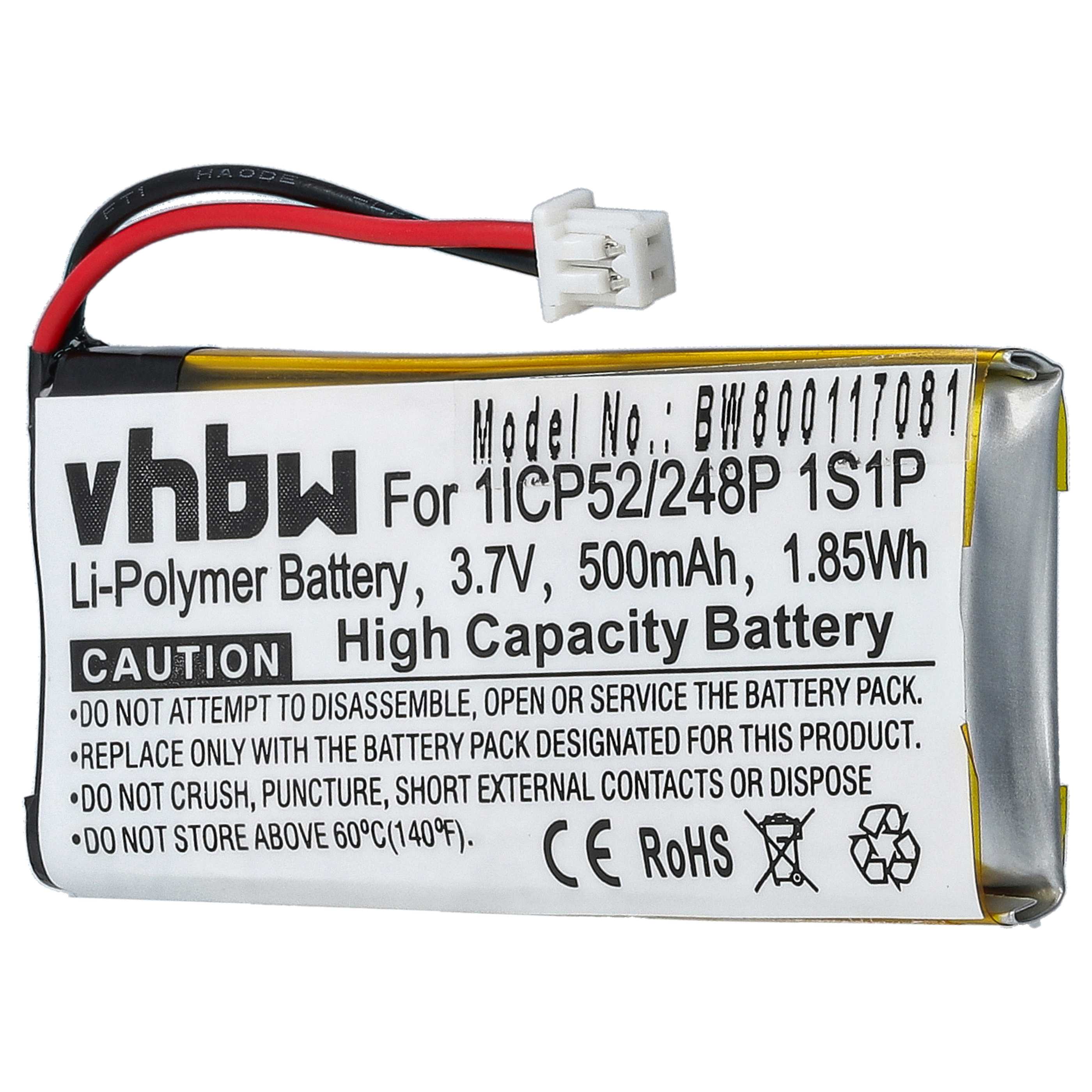 Akumulator do słuchawek bezprzewodowych zamiennik Sena 1ICP52/248P 1S1P - 500 mAh 3,7 V LiPo